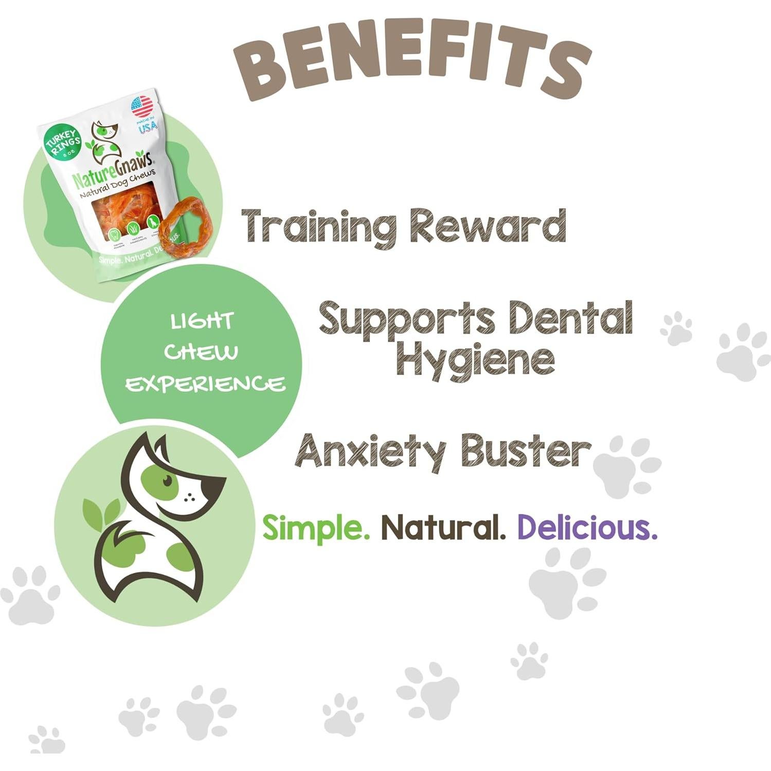 Anillos de Tendón de Pavo Nature Gnaws 226.8g - Snack Natural para Perros