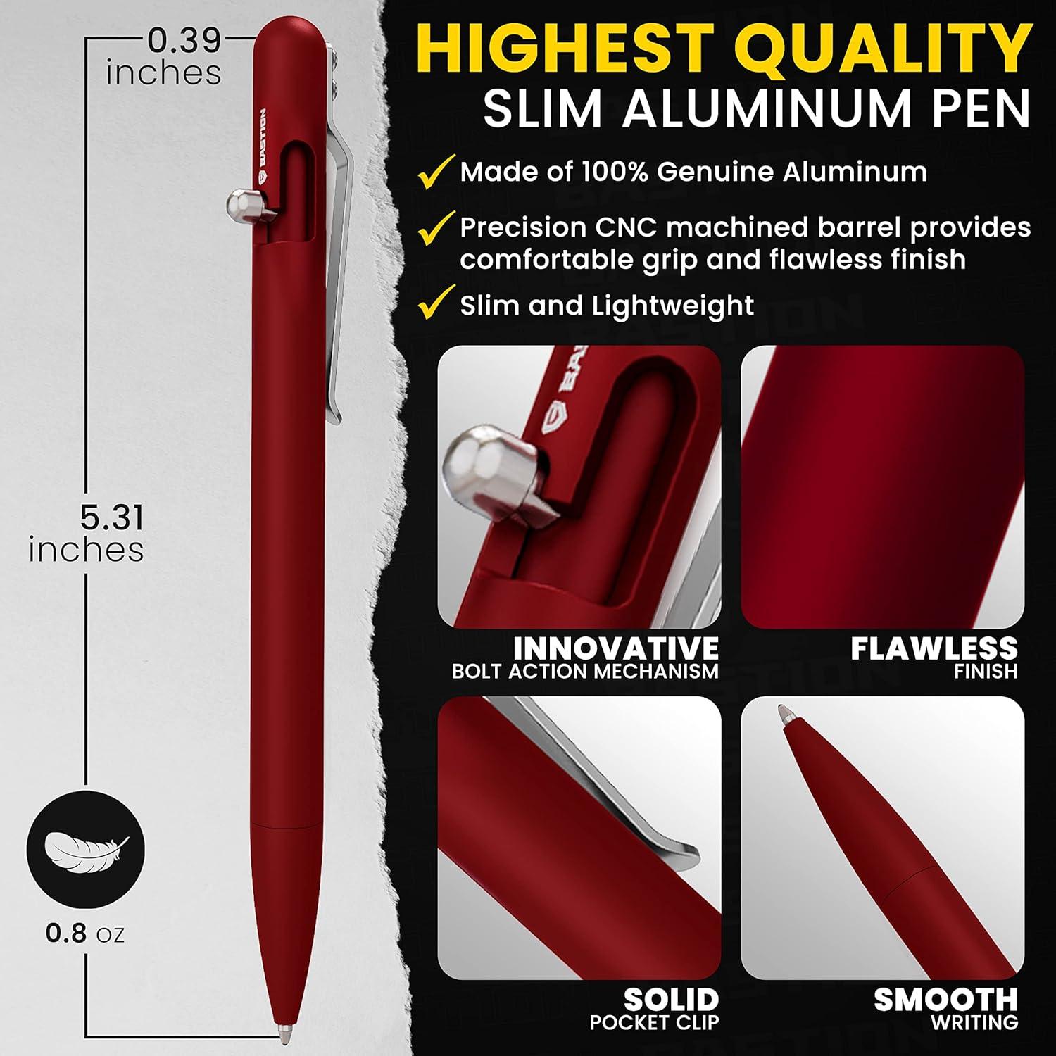 Bolígrafo BASTION Slim de Lujo Aluminio Rojo Punta Fina