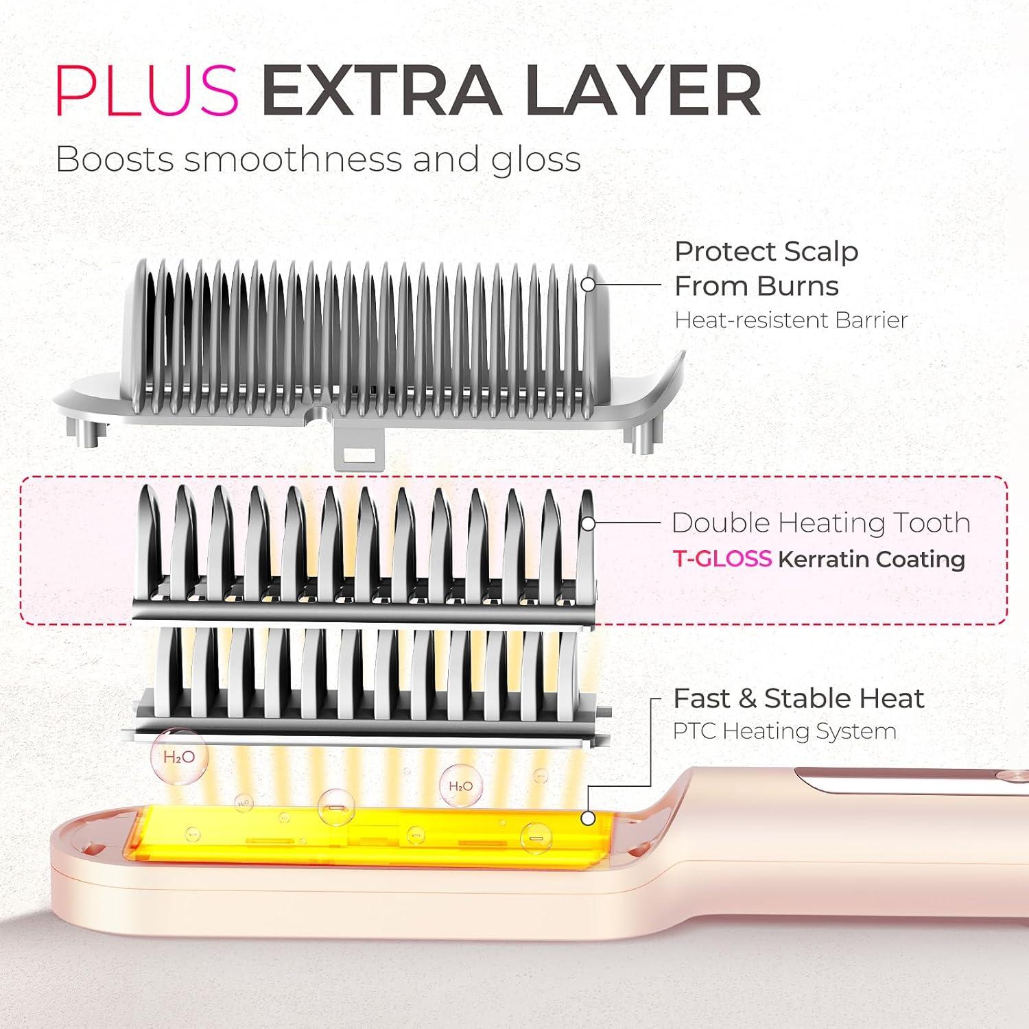Cepillo Alisador Iónico TYMO Ring Plus - 9 Temperaturas, Oro Rubor