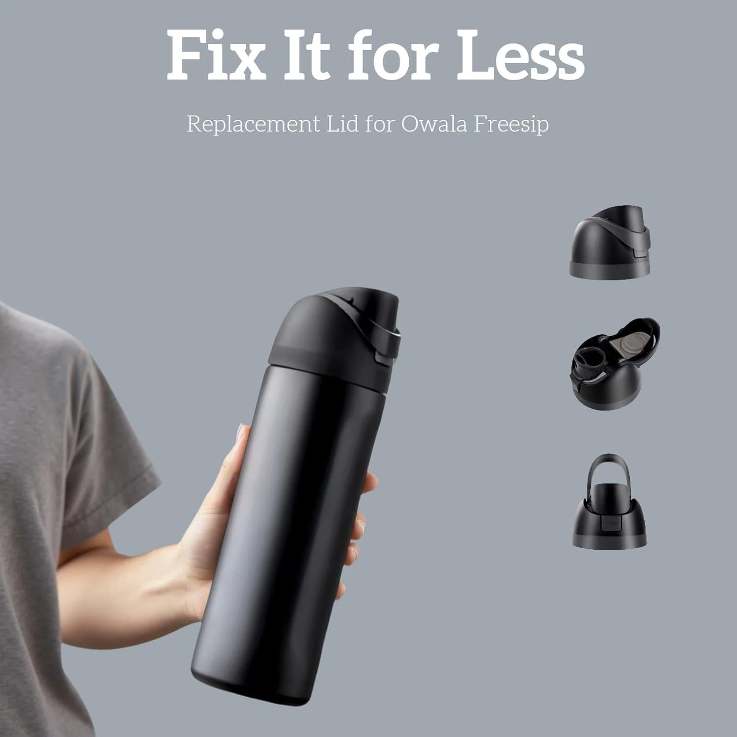 Tapa de Reemplazo Owala Freesip Negra 16oz a 40oz BPA Free