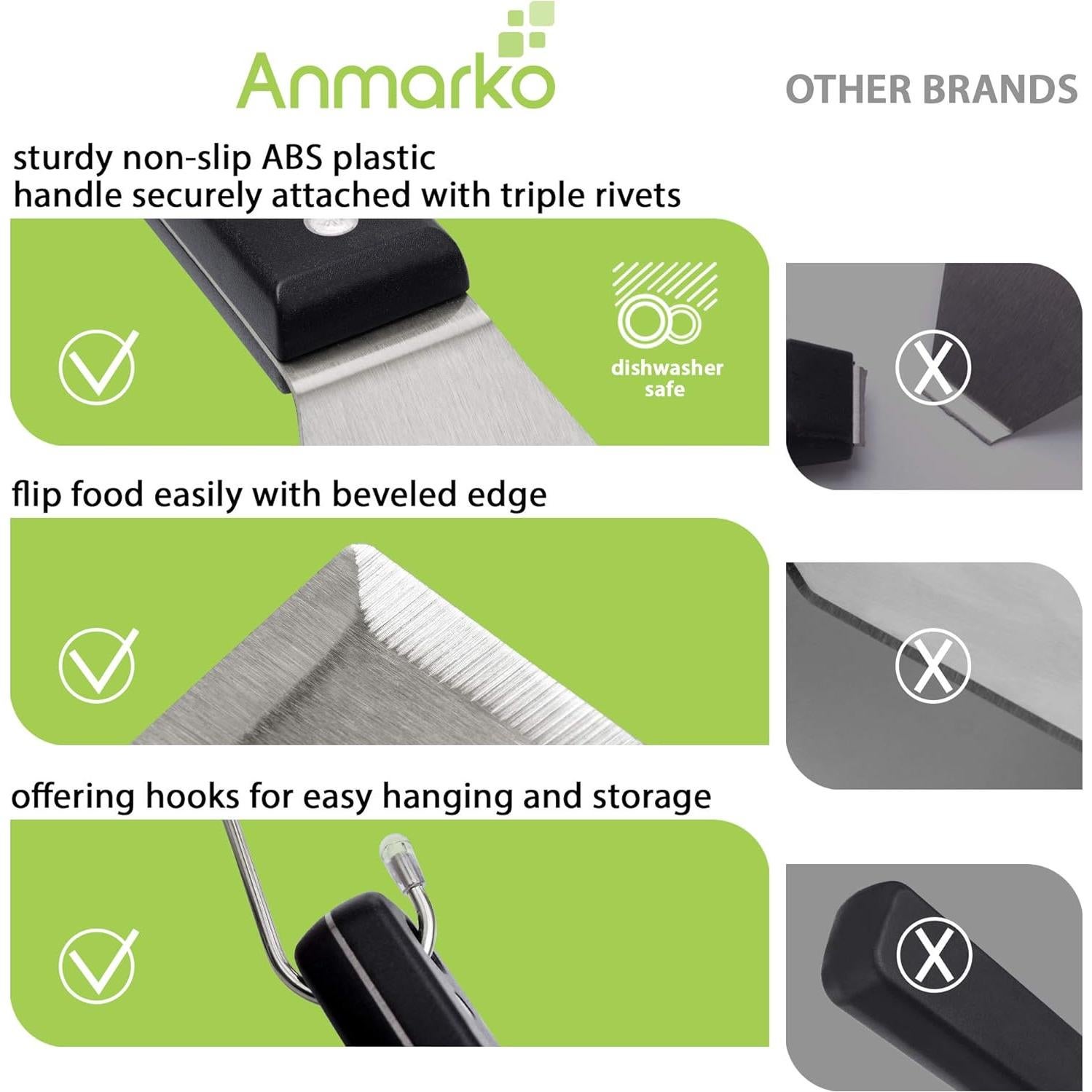 Conjunto de Espátulas Anmarko de Acero Inoxidable para BBQ