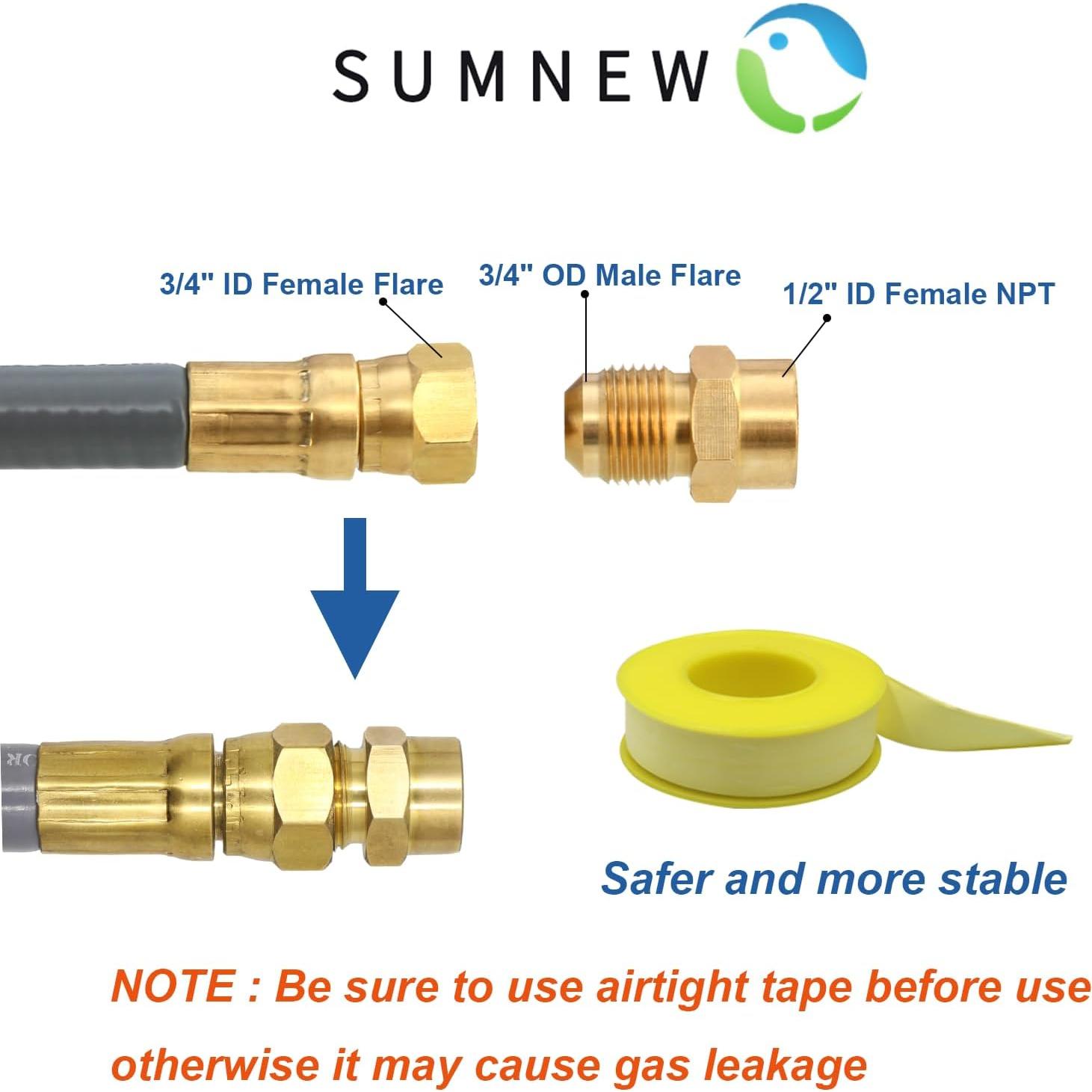 Manguera de Gas Natural 12 Pies 1/2" ID SUMNEW con Conector Rápido