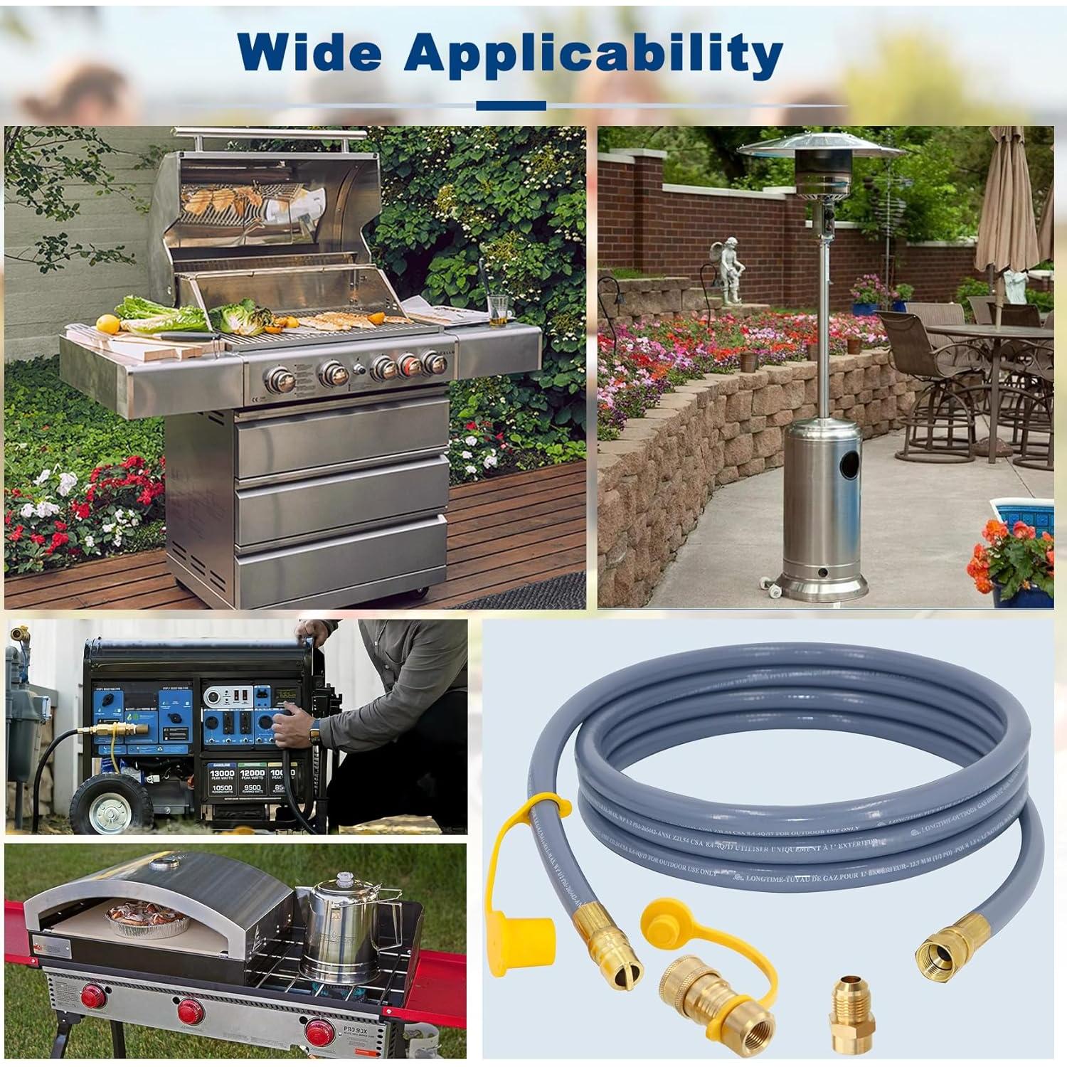 Manguera de Gas Natural 12 Pies 1/2" ID SUMNEW con Conector Rápido