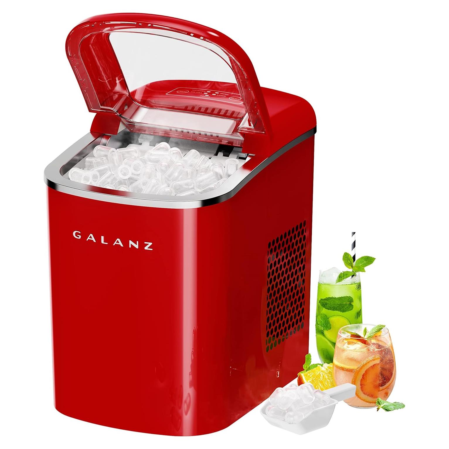 Máquina de Hielo Eléctrica Galanz 11.79 kg/24h 2 Tamaños Rojo