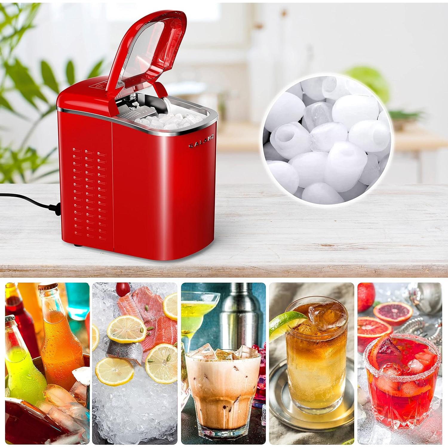 Máquina de Hielo Eléctrica Galanz 11.79 kg/24h 2 Tamaños Rojo