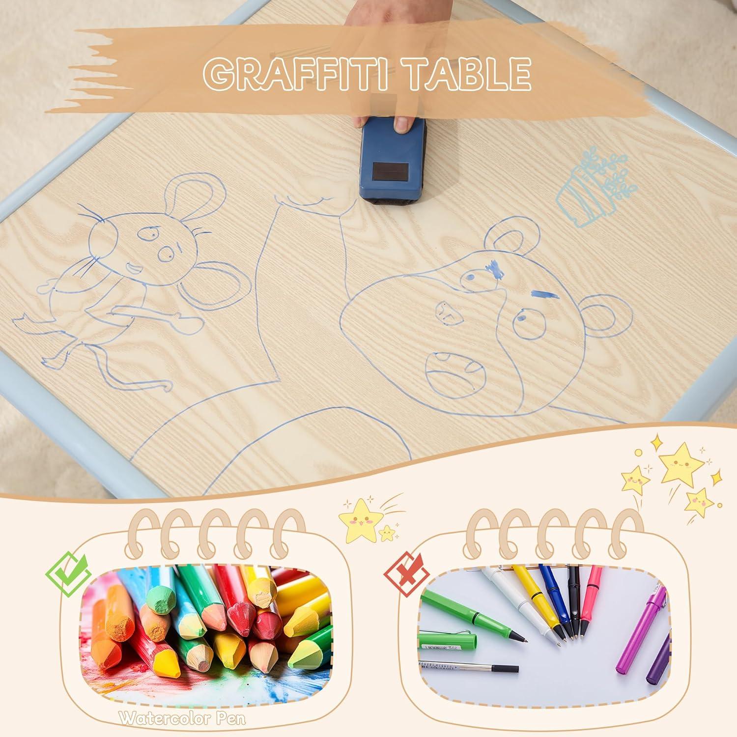 Juego de Mesa y Sillas Ajustables SINKIPA para Niños 60x60 cm