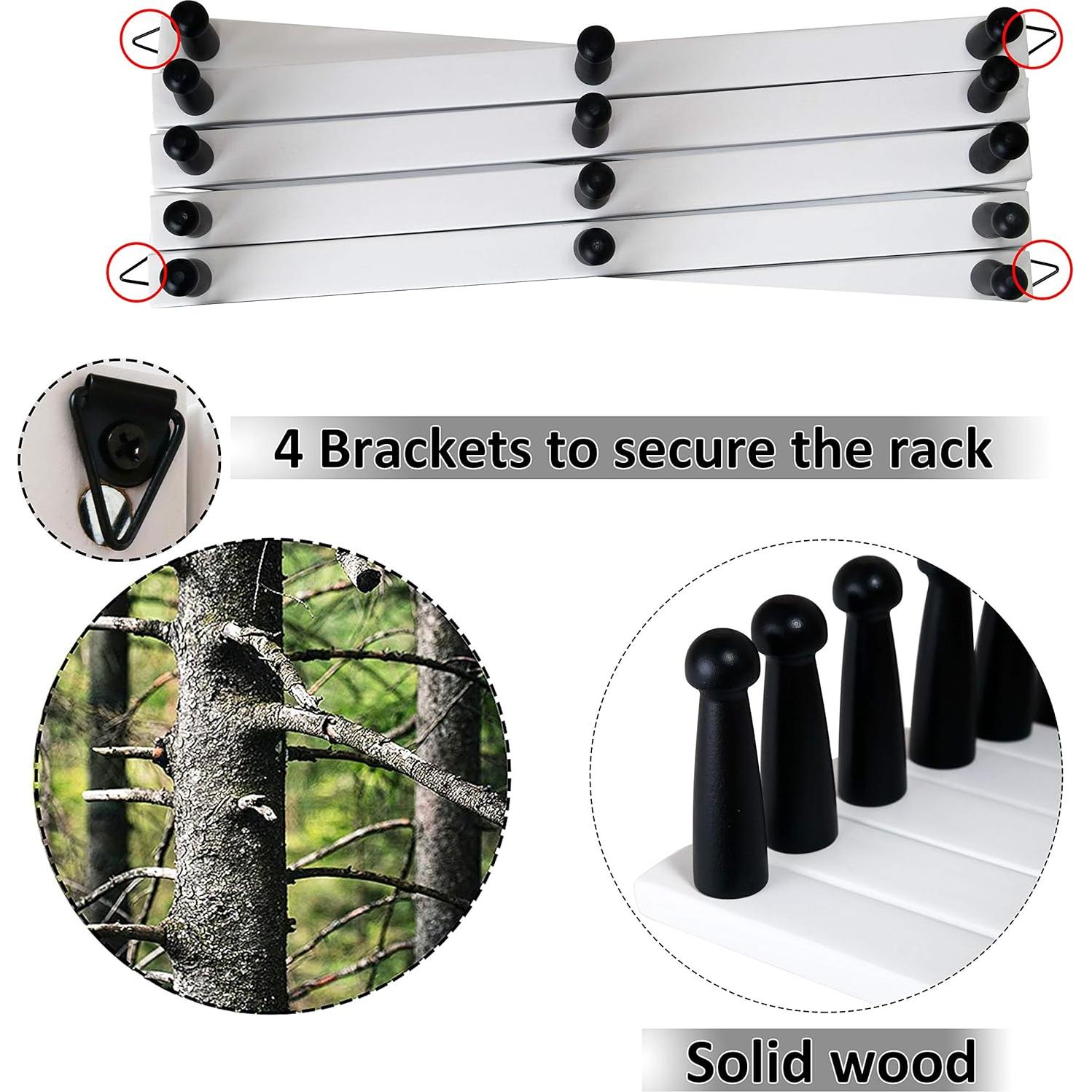 Soporte de Pared WEBI Acordeón 14 Ganchos Madera Negro/Blanco