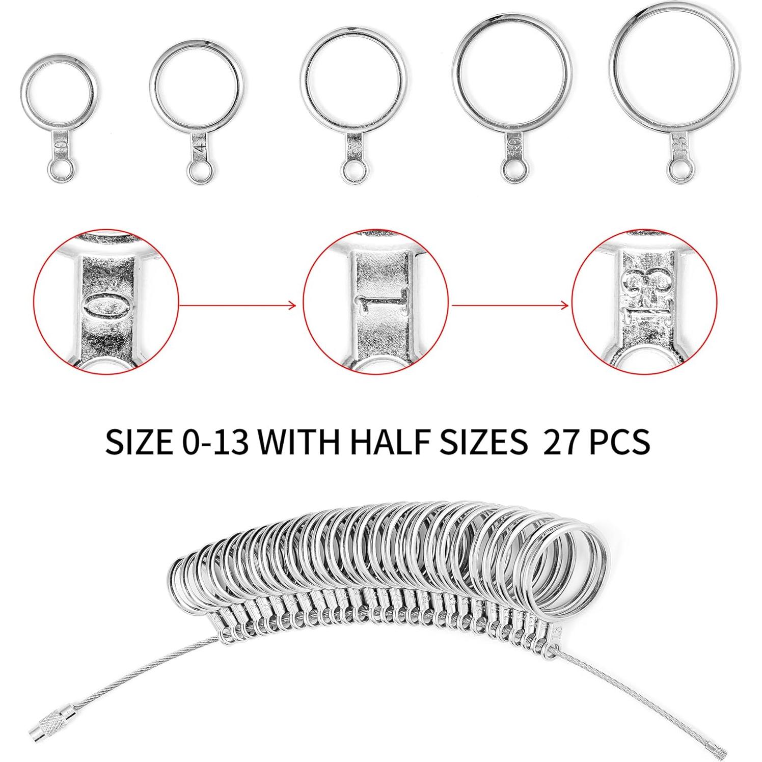 Kit de Medición de Tamaños de Anillos Bflaae 27 Piezas