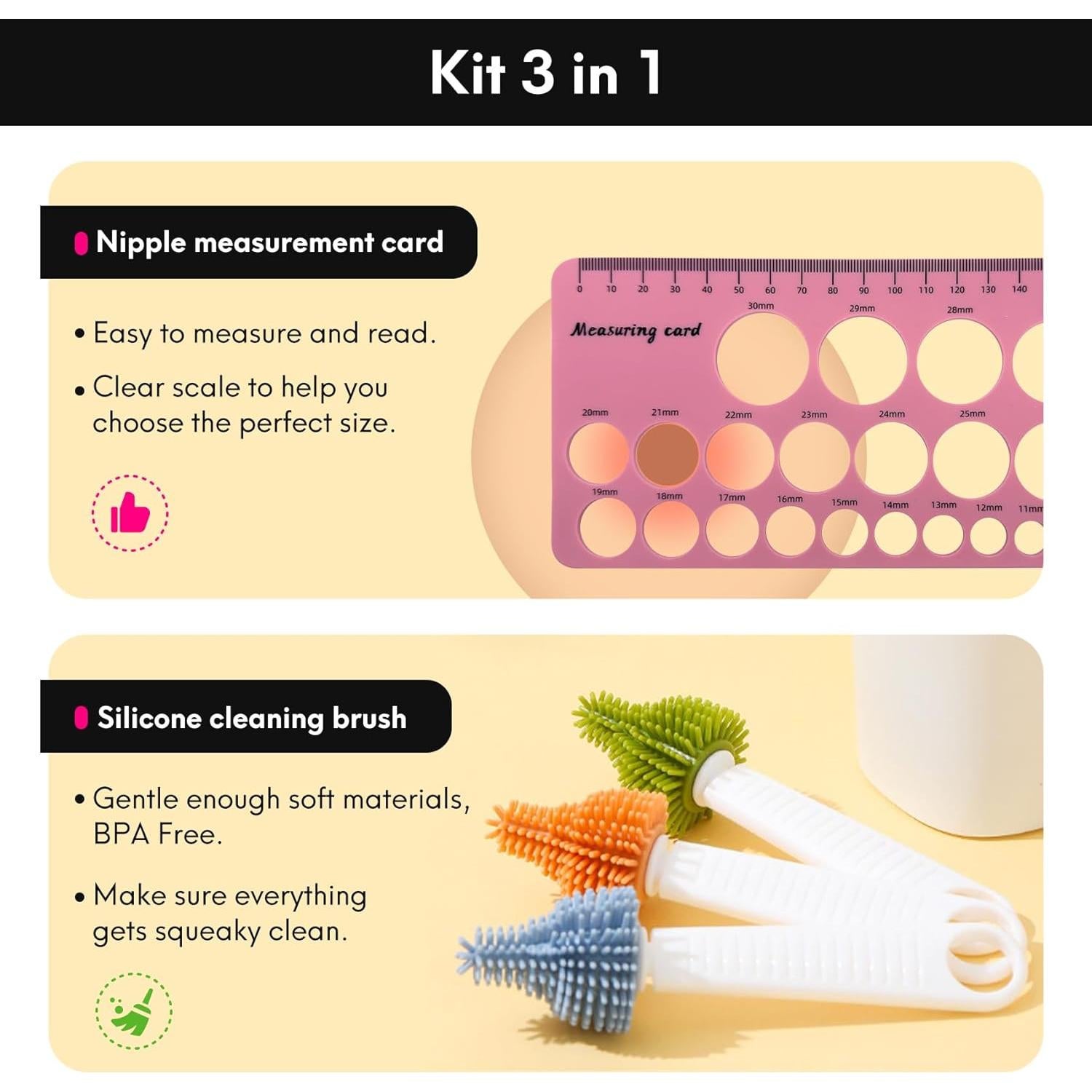 Kit de Bridas de Silicona LOZAEVE 3 en 1 para Extractor de Leche