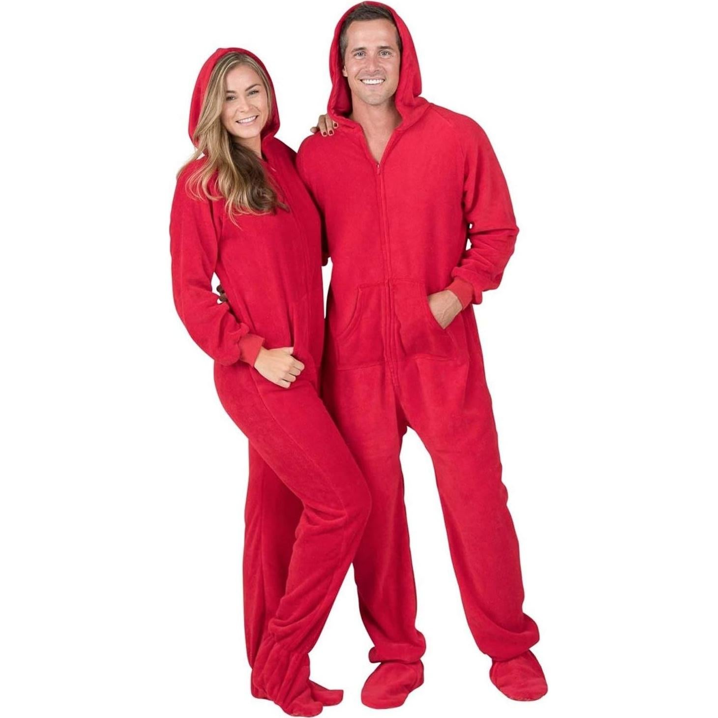 Pijamas con pies y capucha unisex Pijamas con pies Rojo Fuego