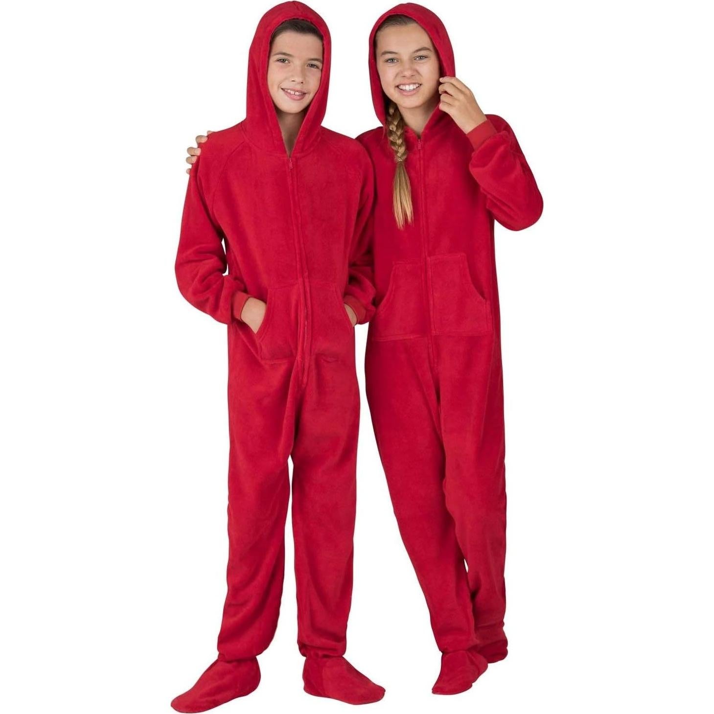Pijamas con pies y capucha unisex Pijamas con pies Rojo Fuego