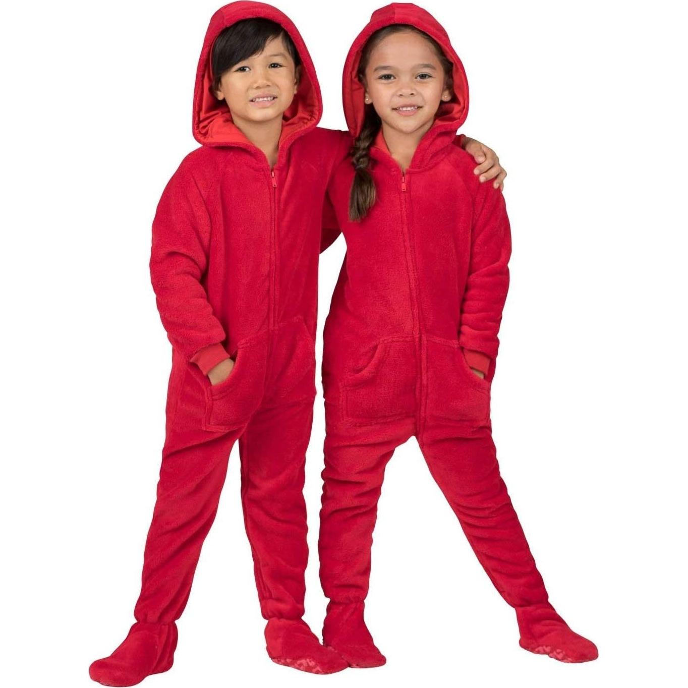 Pijamas con pies y capucha unisex Pijamas con pies Rojo Fuego