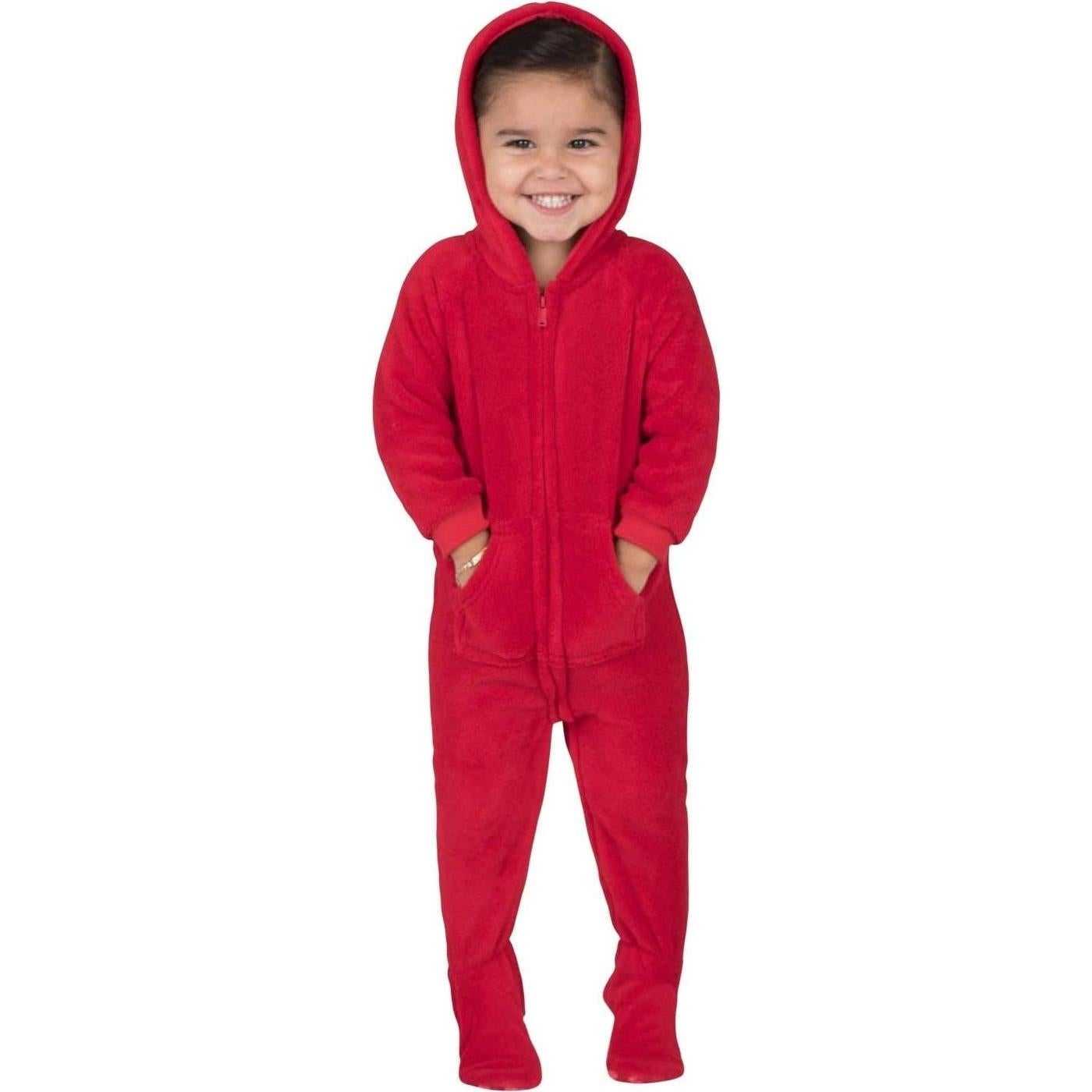 Pijamas con pies y capucha unisex Pijamas con pies Rojo Fuego