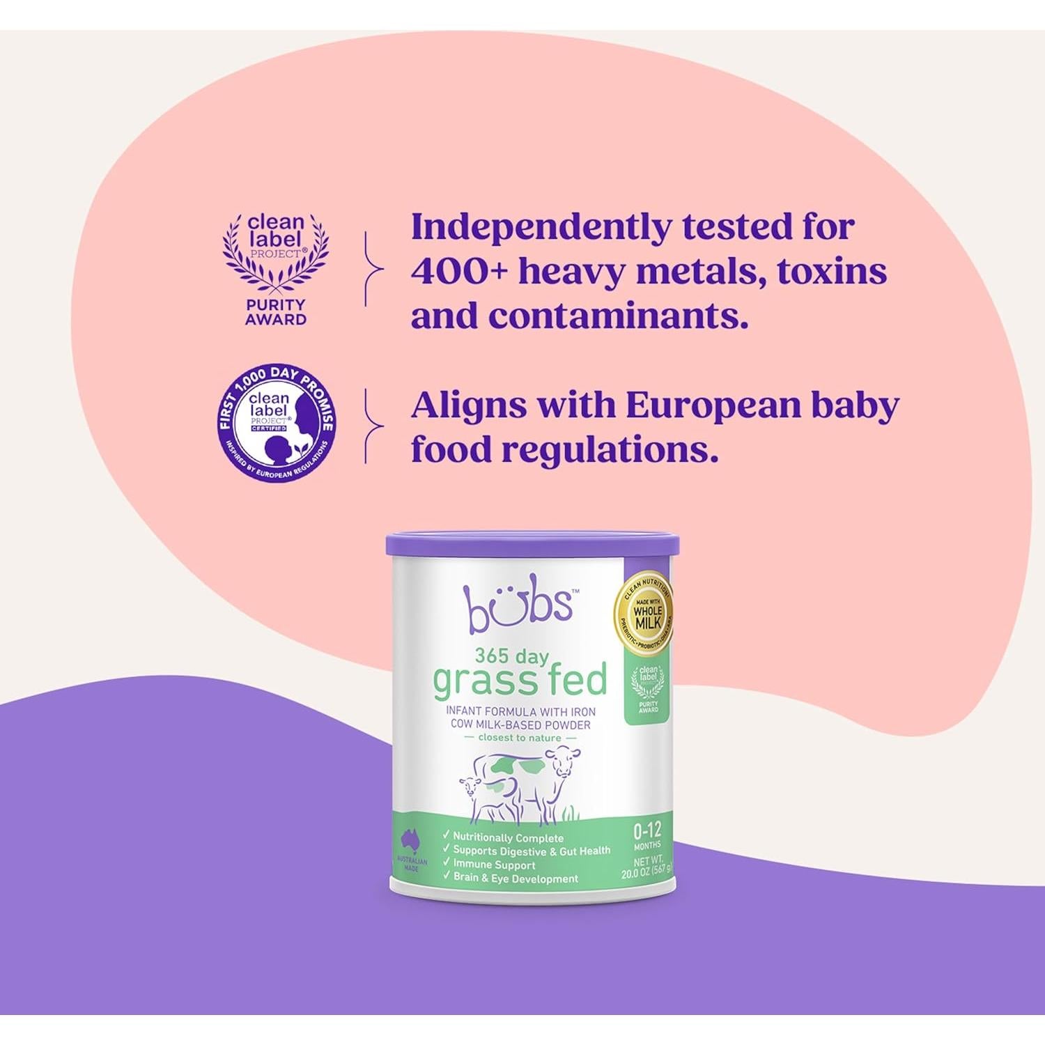 Fórmula Infantil Bubs 567g Alimentada con Pasto 0-12 Meses