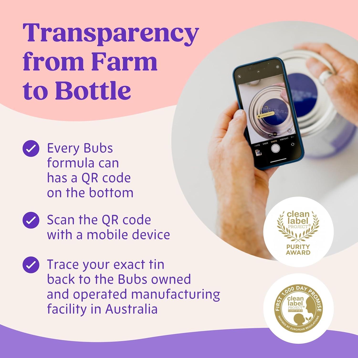 Fórmula Infantil Bubs 567g Alimentada con Pasto 0-12 Meses