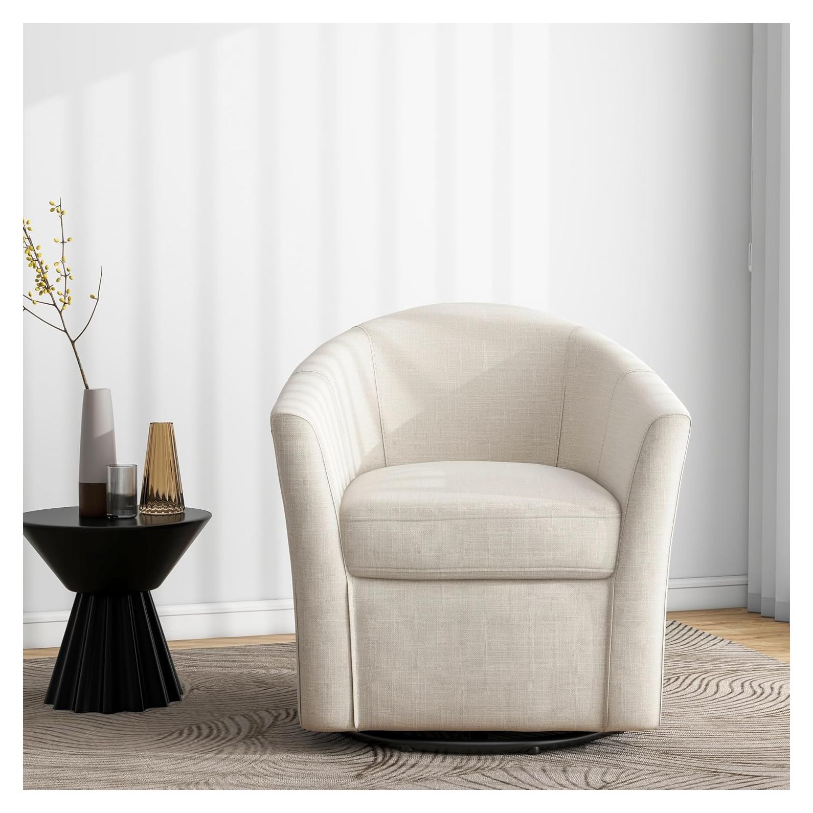 Silla de Acento Giratoria DREAMSIDEA Beige 1 Plaza Moderna