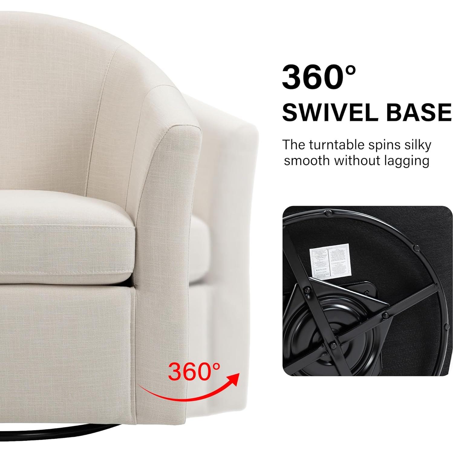 Silla de Acento Giratoria DREAMSIDEA Beige 1 Plaza Moderna