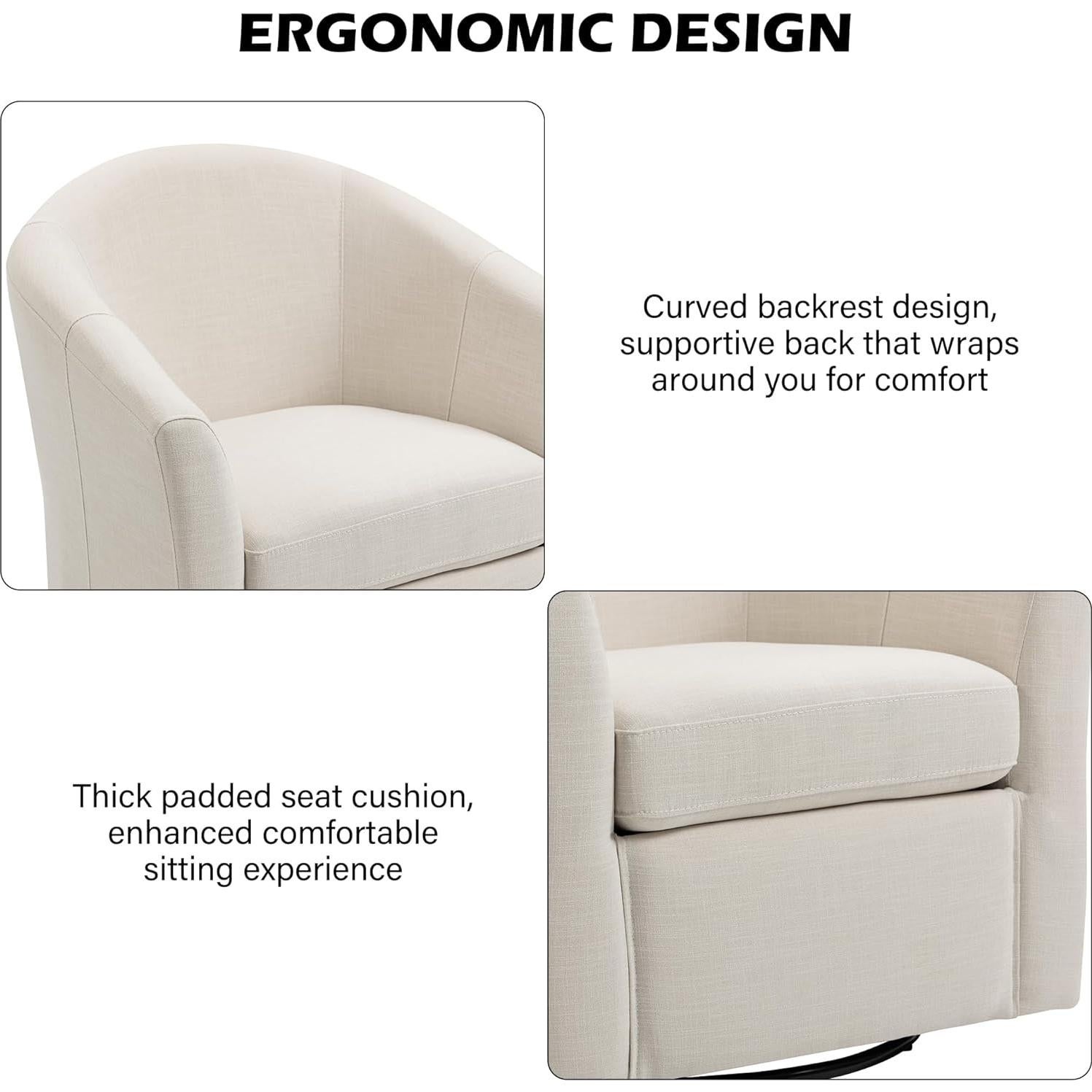 Silla de Acento Giratoria DREAMSIDEA Beige 1 Plaza Moderna