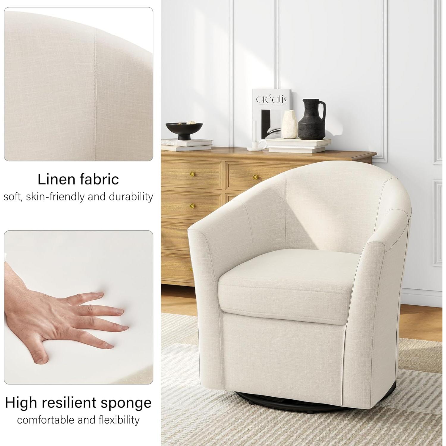 Silla de Acento Giratoria DREAMSIDEA Beige 1 Plaza Moderna