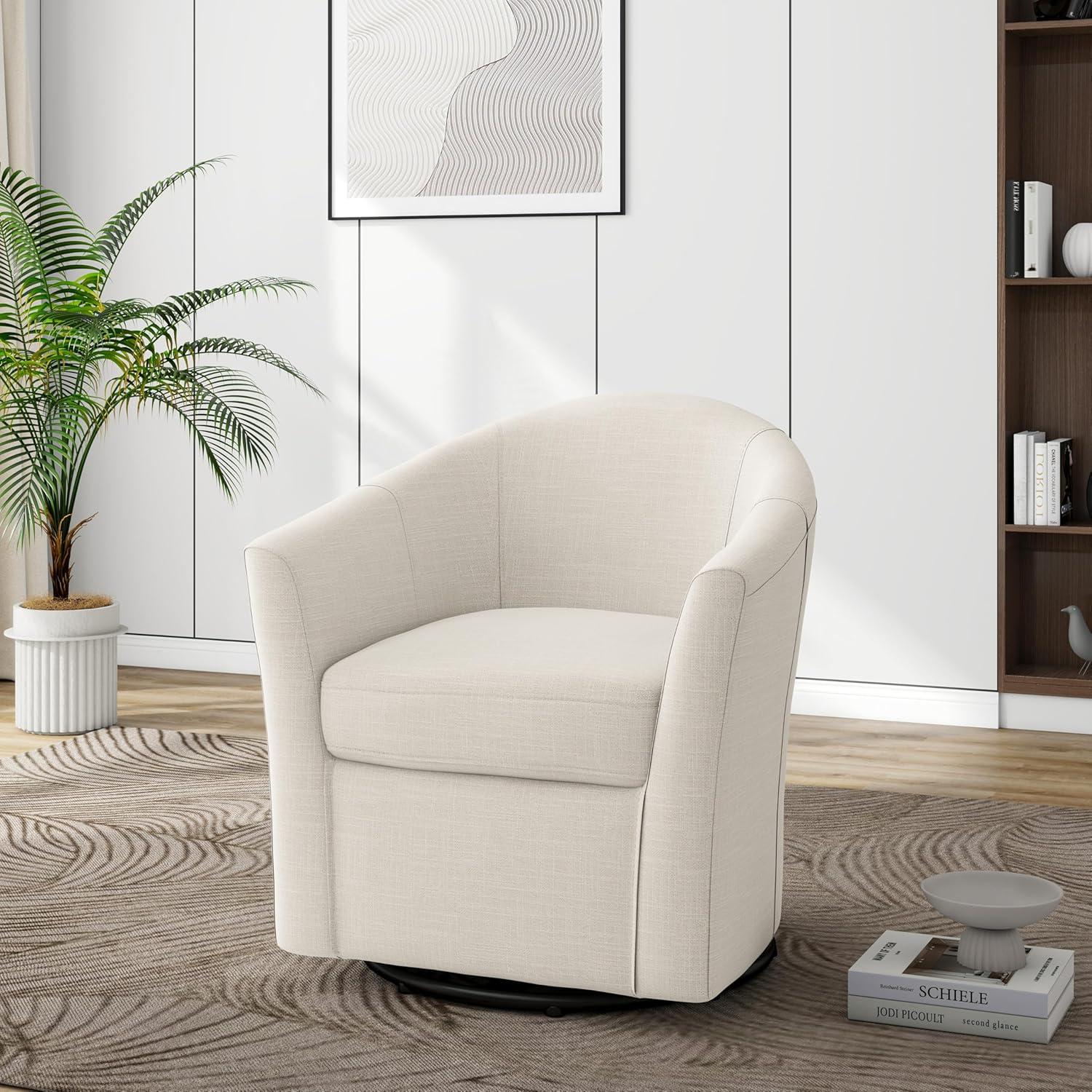 Silla de Acento Giratoria DREAMSIDEA Beige 1 Plaza Moderna
