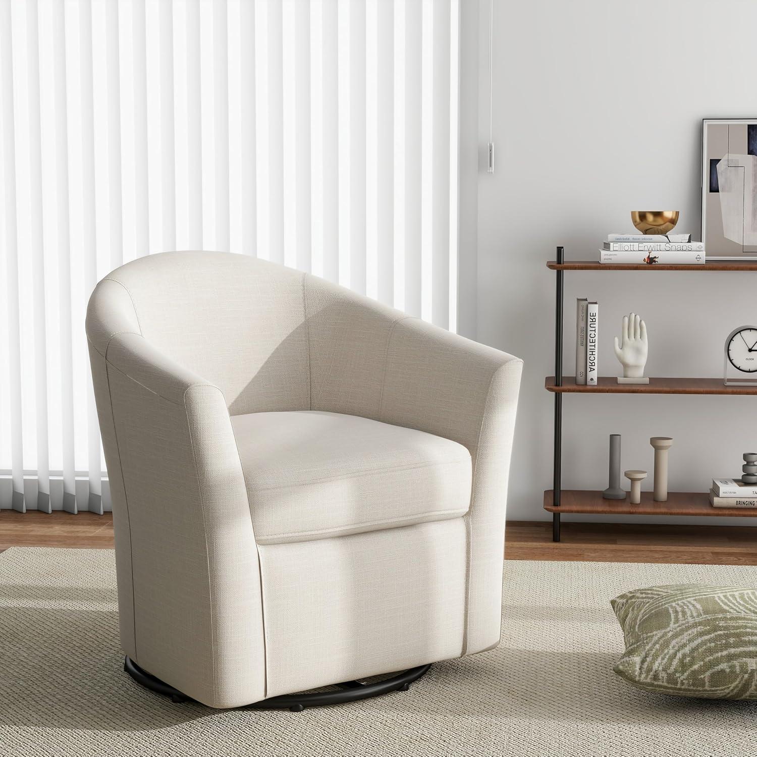 Silla de Acento Giratoria DREAMSIDEA Beige 1 Plaza Moderna