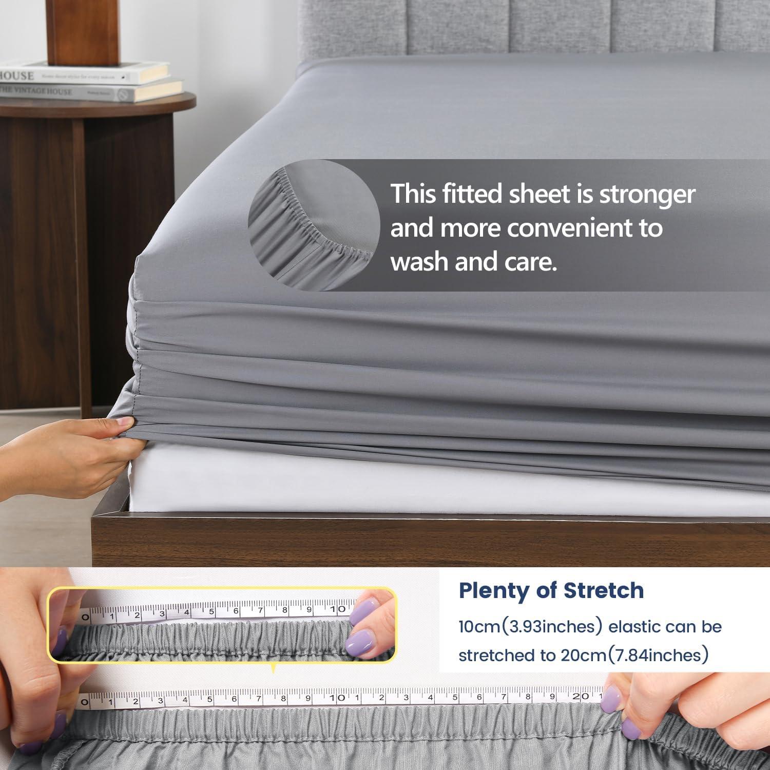 Sábana Ajustable Doble Rosecret 100% Viscosa Bambú Gris