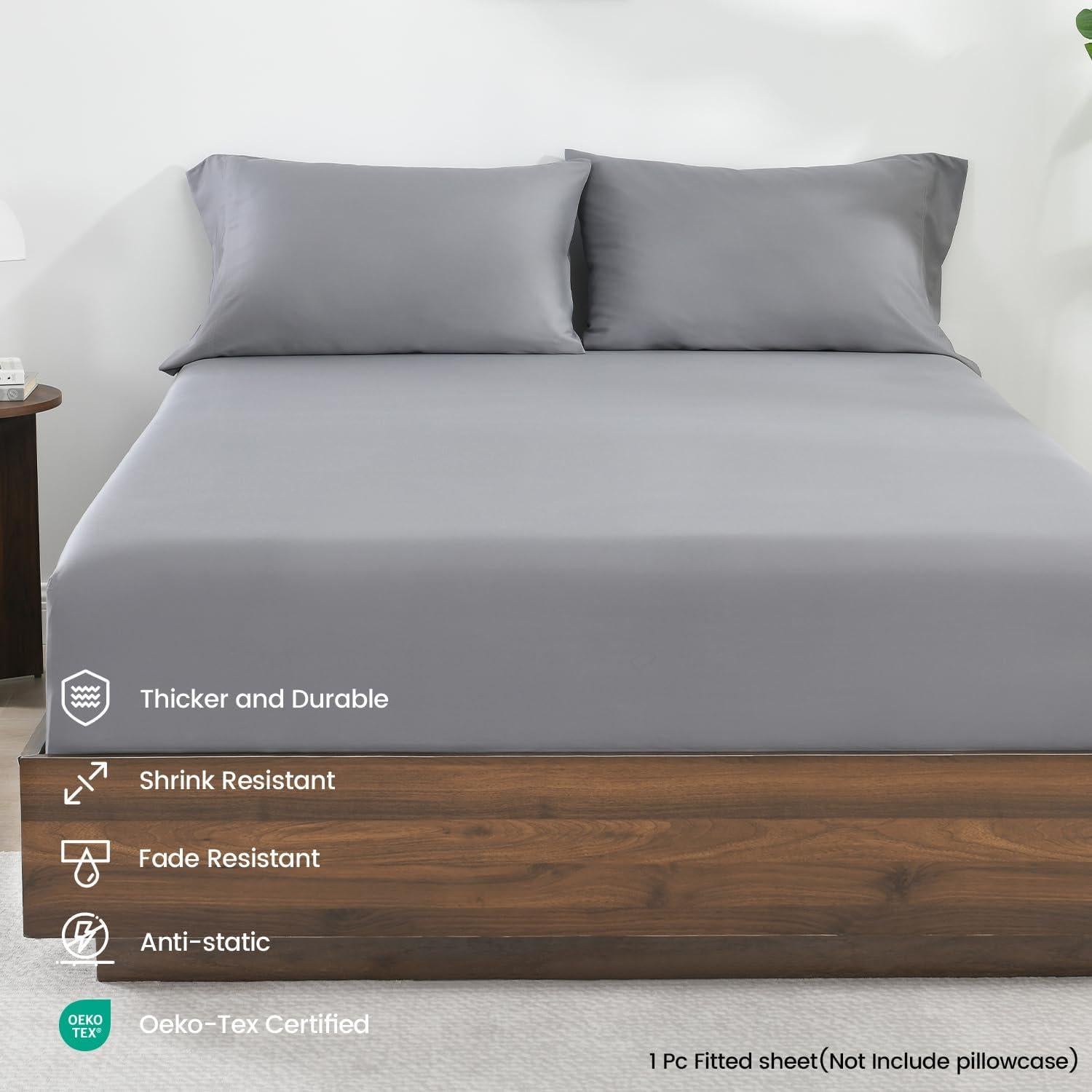 Sábana Ajustable Doble Rosecret 100% Viscosa Bambú Gris