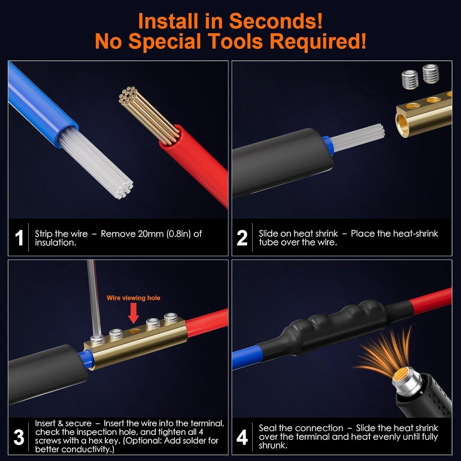 Conectores de Empalme de Calor Retráctil GKG 10-6 AWG 80A