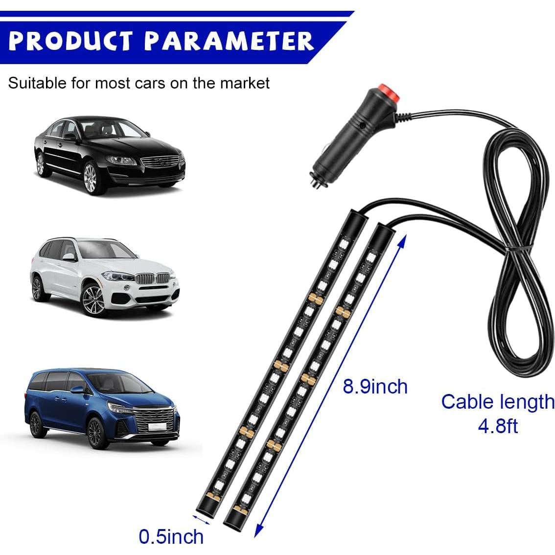 Tira de Luz LED para Auto Povtii, 24 LEDs RGB Impermeable