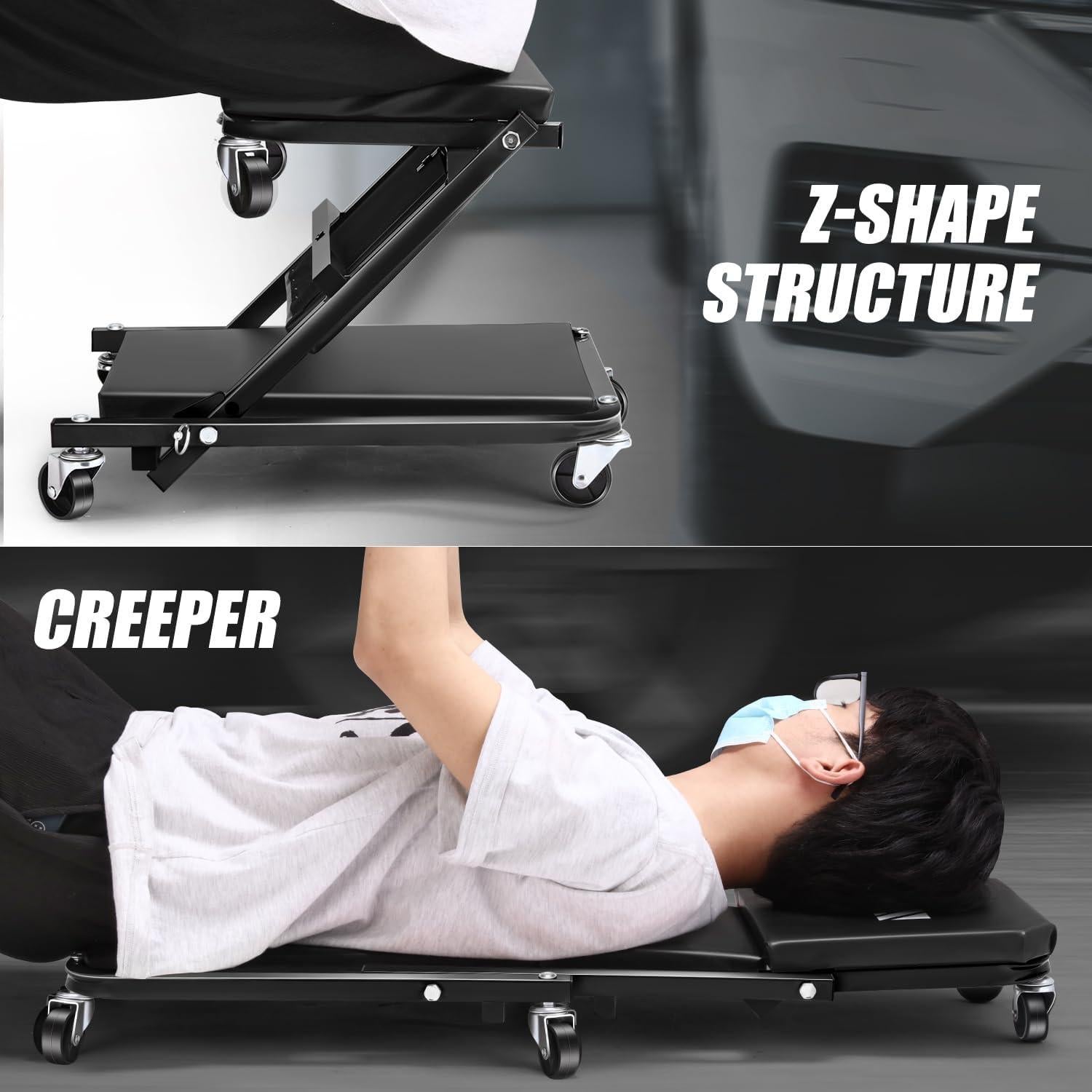 Creeper Rodante Plegable DNA Motoring 91.4 cm Negro 150 kg