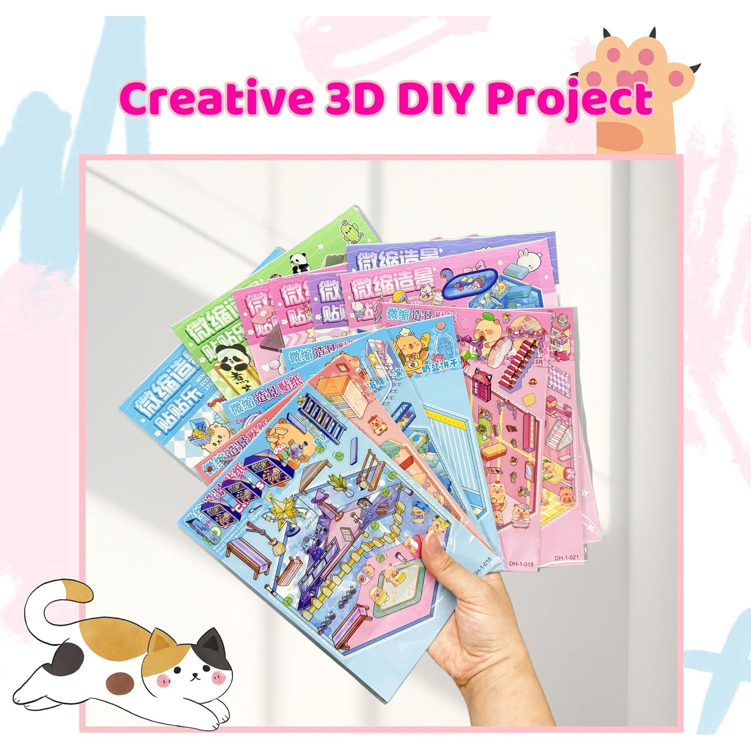 Conjunto de Pegatinas 3D Reutilizables daheypong - 28 Escenas de Dibujos Animados