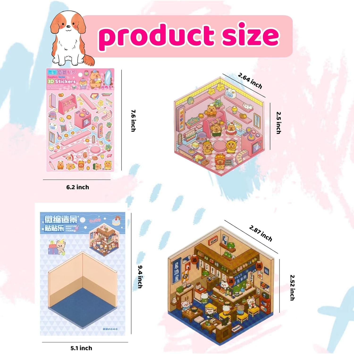 Conjunto de Pegatinas 3D Reutilizables daheypong - 28 Escenas de Dibujos Animados