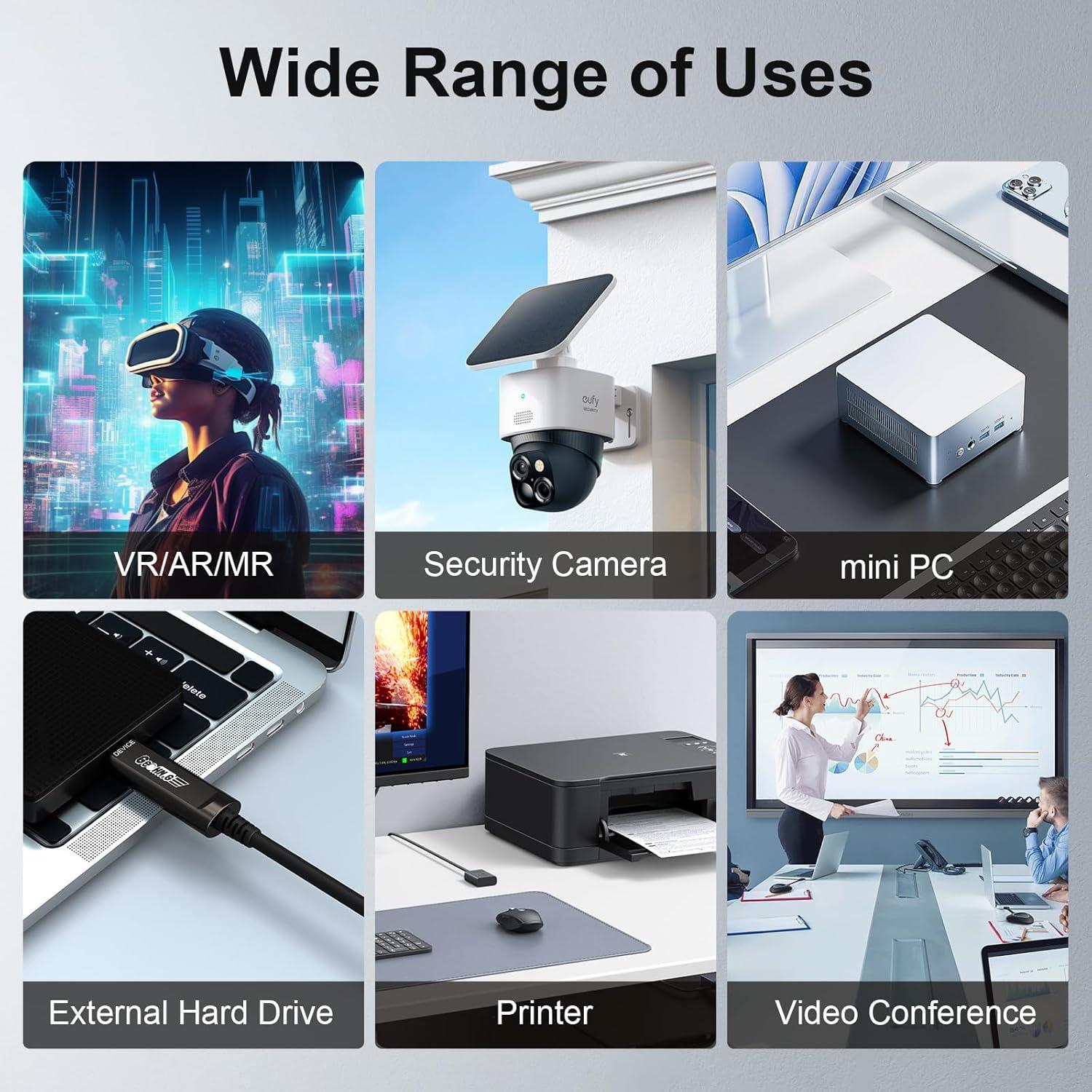 Cable de fibra óptica USB A a C GeoHN.G 10M 10Gbps