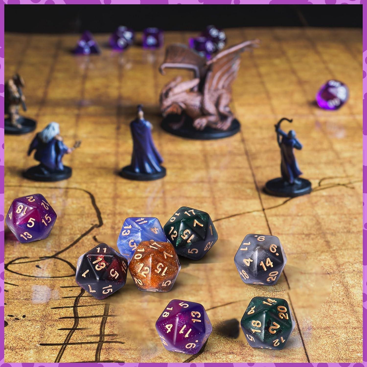 Juego de 60 Dados D20 Acrílicos 20mm Color Retro para RPG