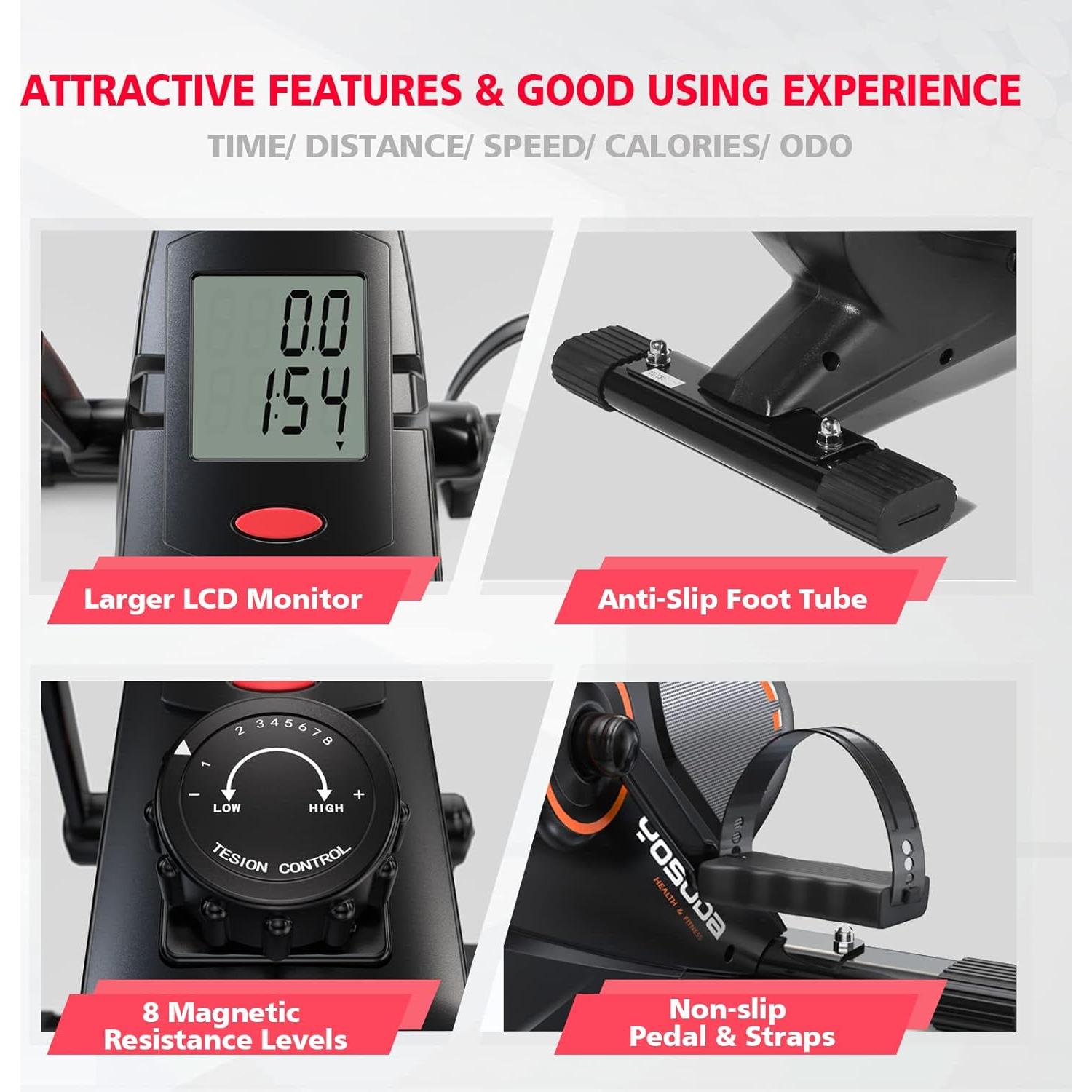 YOSUDA Bicicleta de Ejercicio Mini Bajo Escritorio 10.75kg