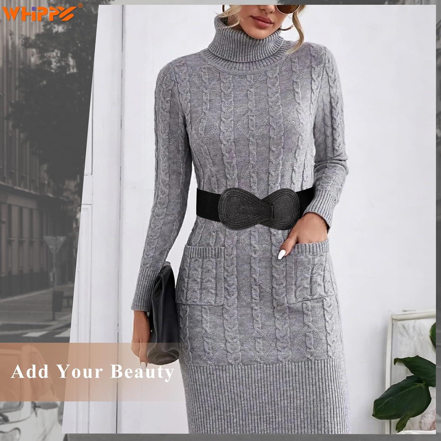 Cinturón Elástico Ancho Whippy para Mujeres - Cierre de Cuero