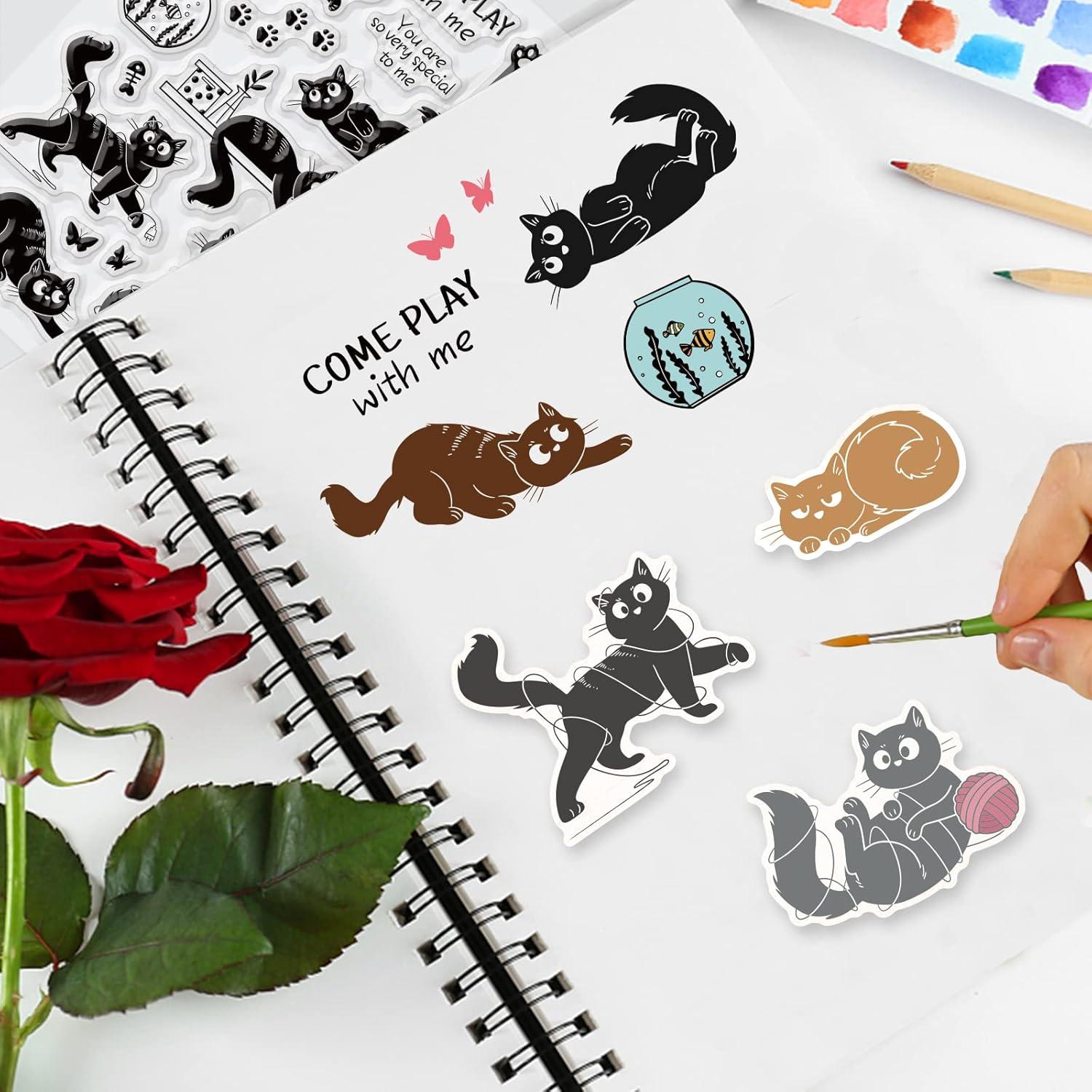 Conjunto de Sellos y Troqueles de Gato INFUNLY 16x11 cm