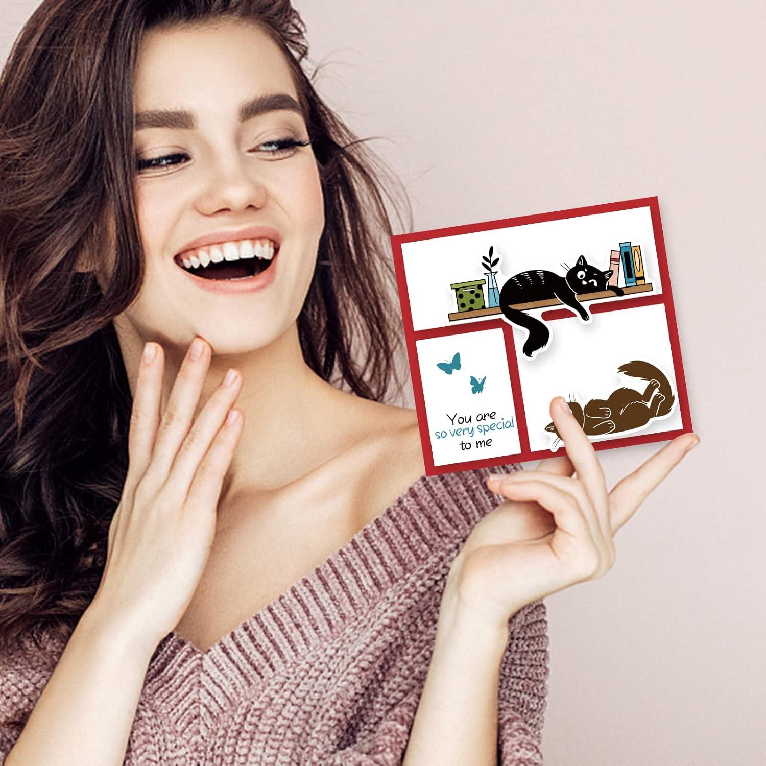 Conjunto de Sellos y Troqueles de Gato INFUNLY 16x11 cm