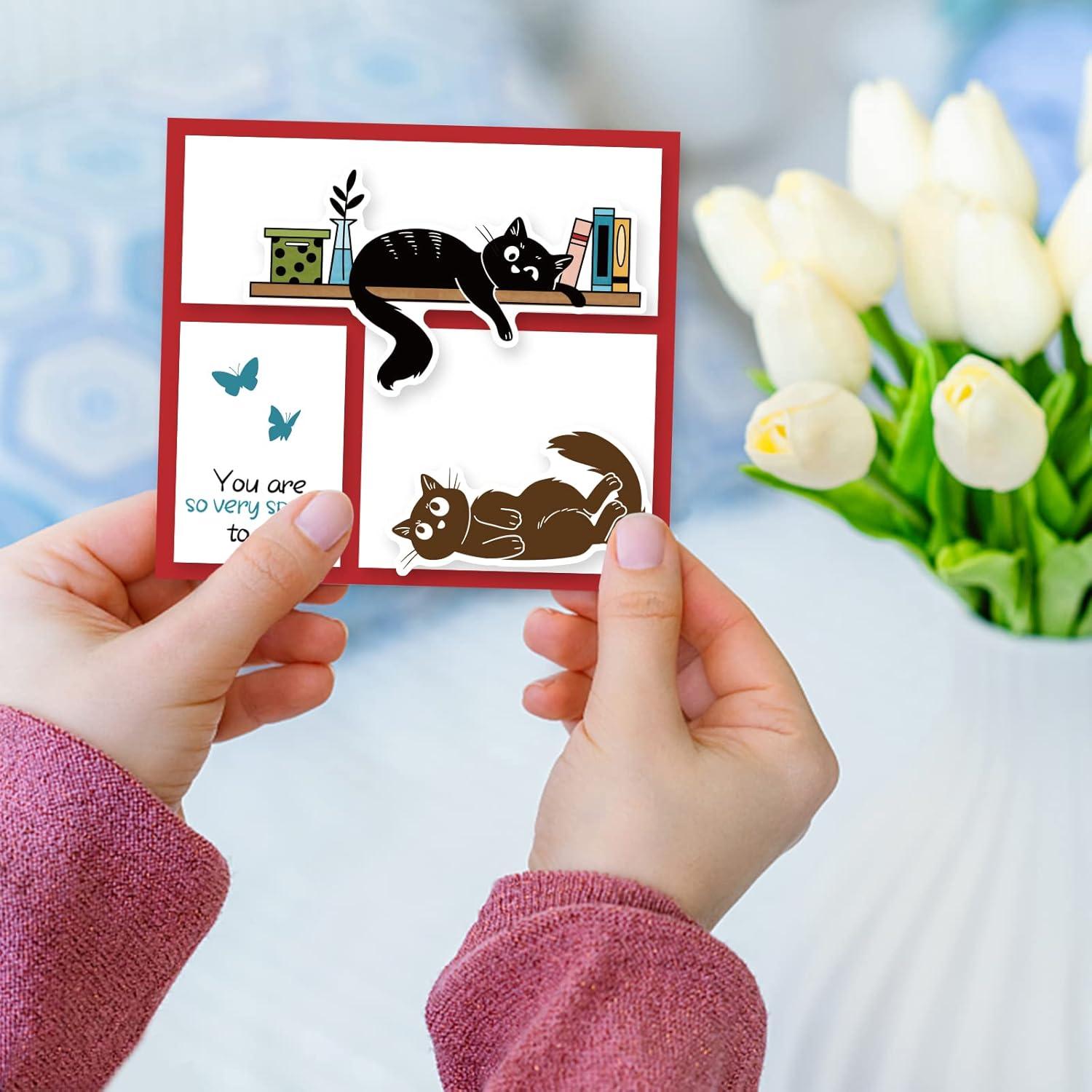 Conjunto de Sellos y Troqueles de Gato INFUNLY 16x11 cm