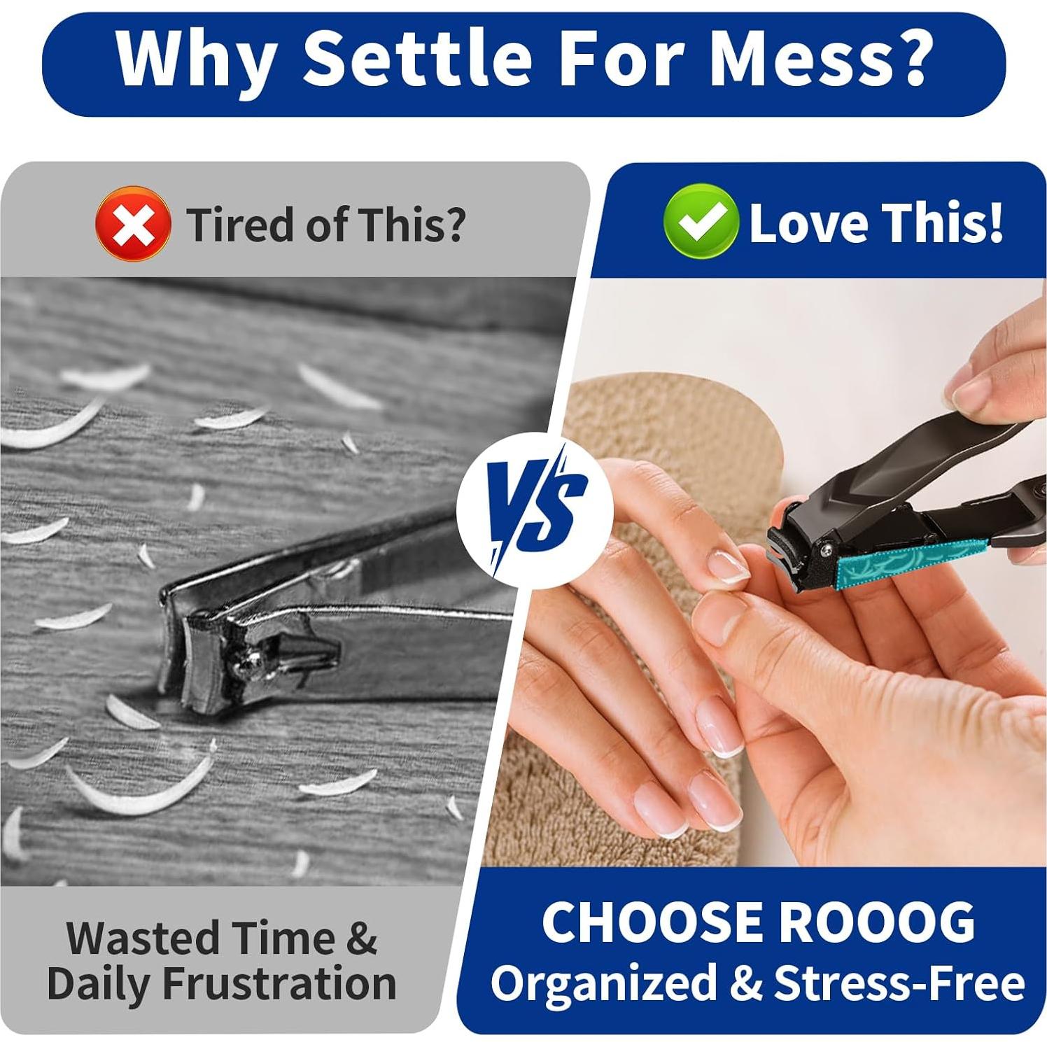 Cortauñas Profesional ROOOG con Recogedor - Diseño Antisalpicaduras