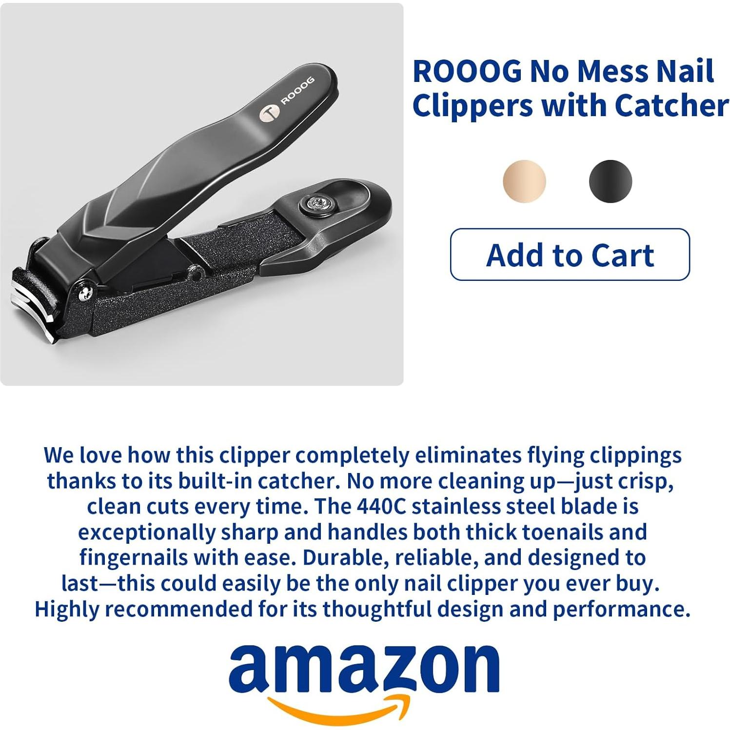 Cortauñas Profesional ROOOG con Recogedor - Diseño Antisalpicaduras