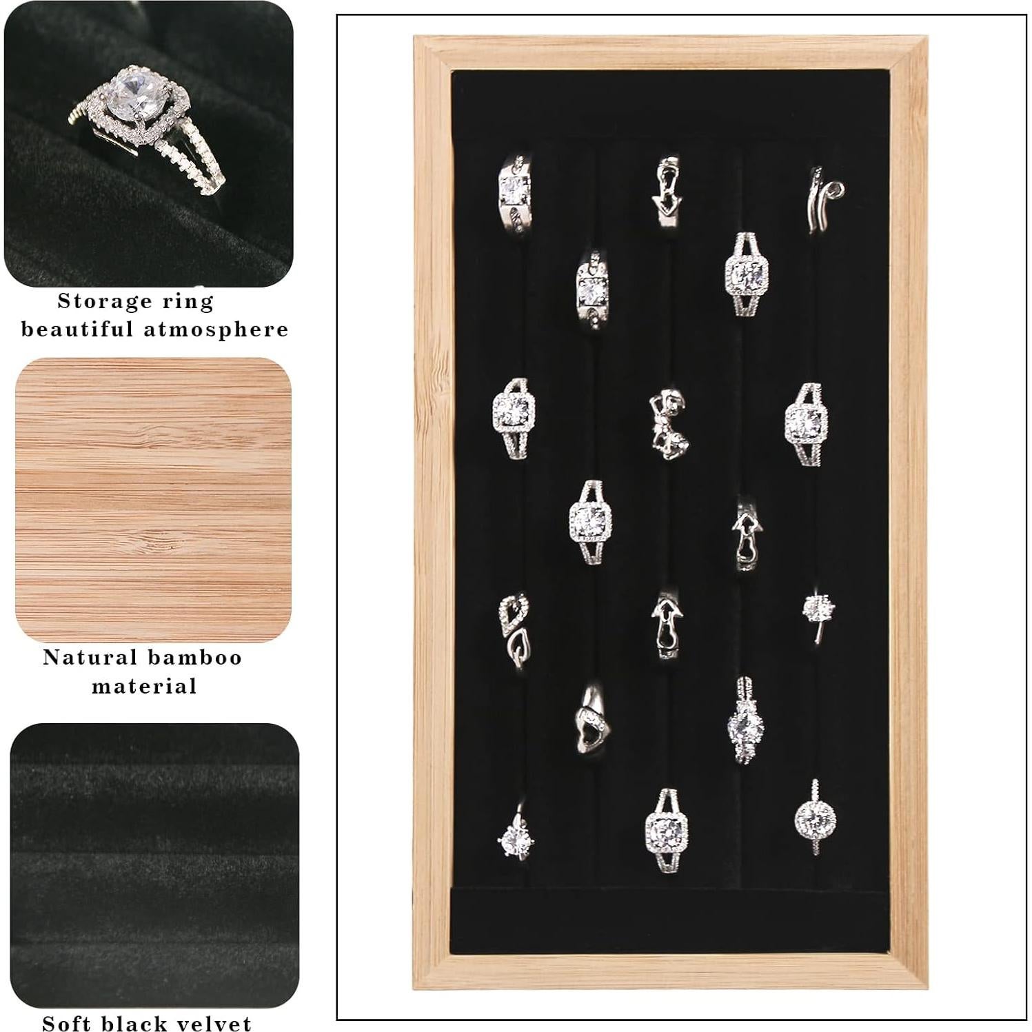 Soporte de Anillos Coward de Bambú Elegante Negro