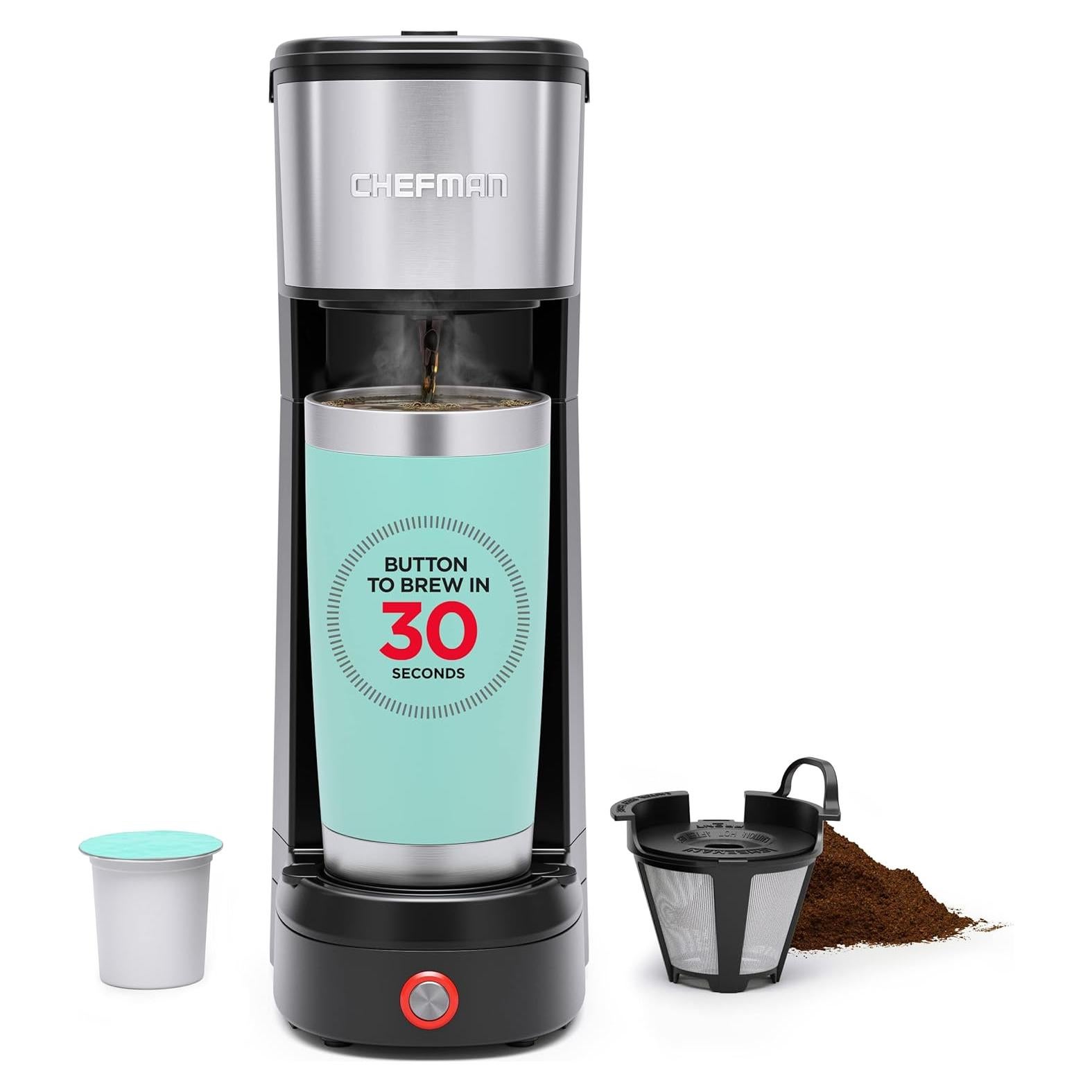 Cafetera Chefman InstaCoffee Max 414 ml Negra Acero Inoxidable