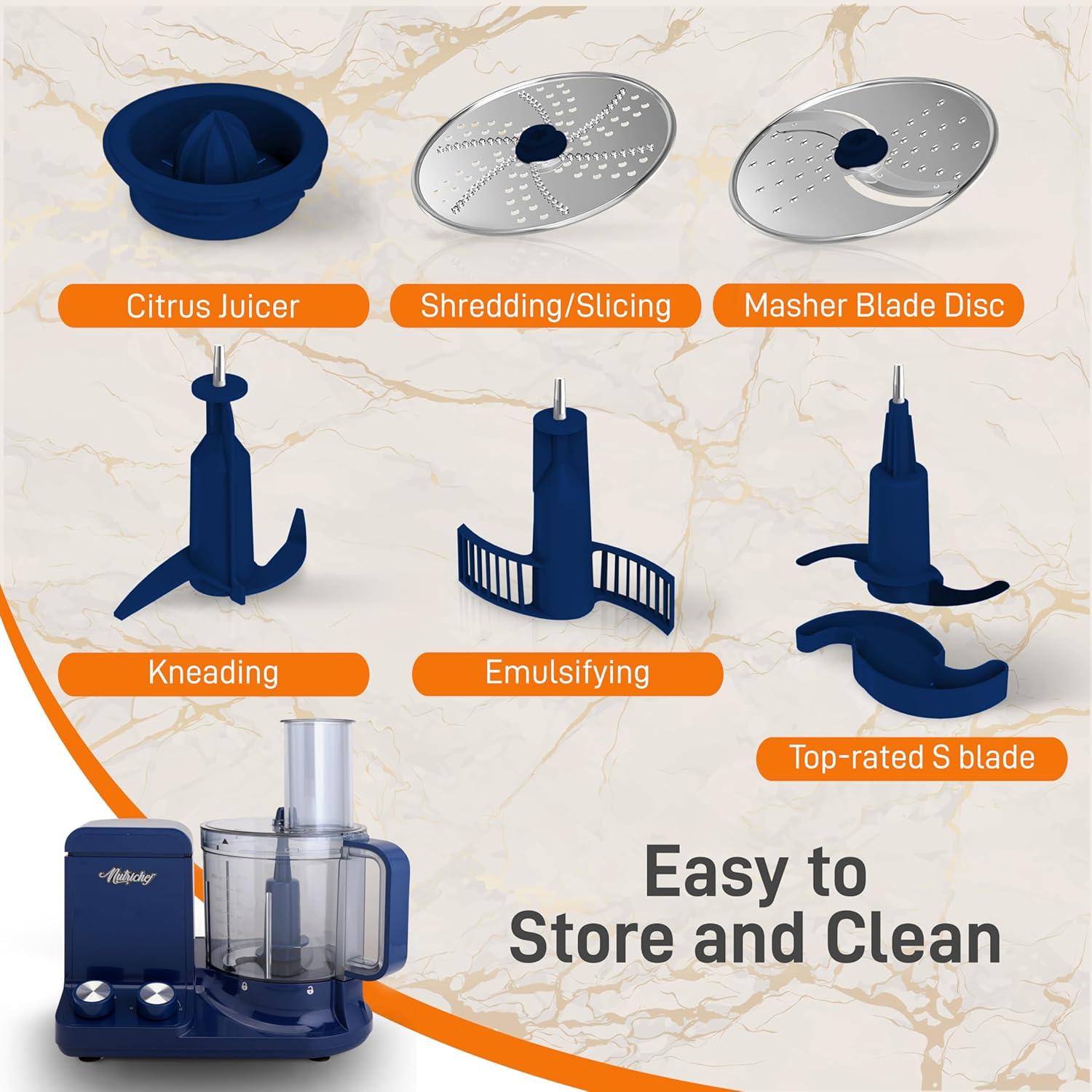 Procesador de Alimentos NutriChef 2L 600W 12 Tazas Azul