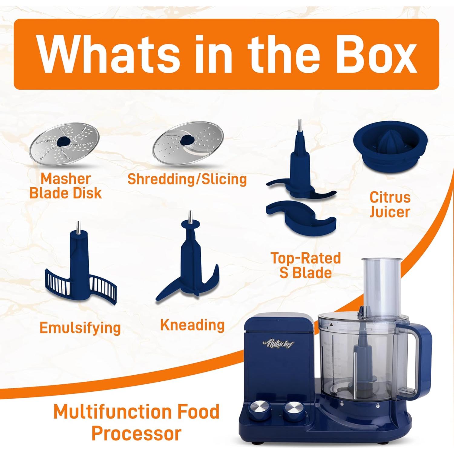 Procesador de Alimentos NutriChef 2L 600W 12 Tazas Azul