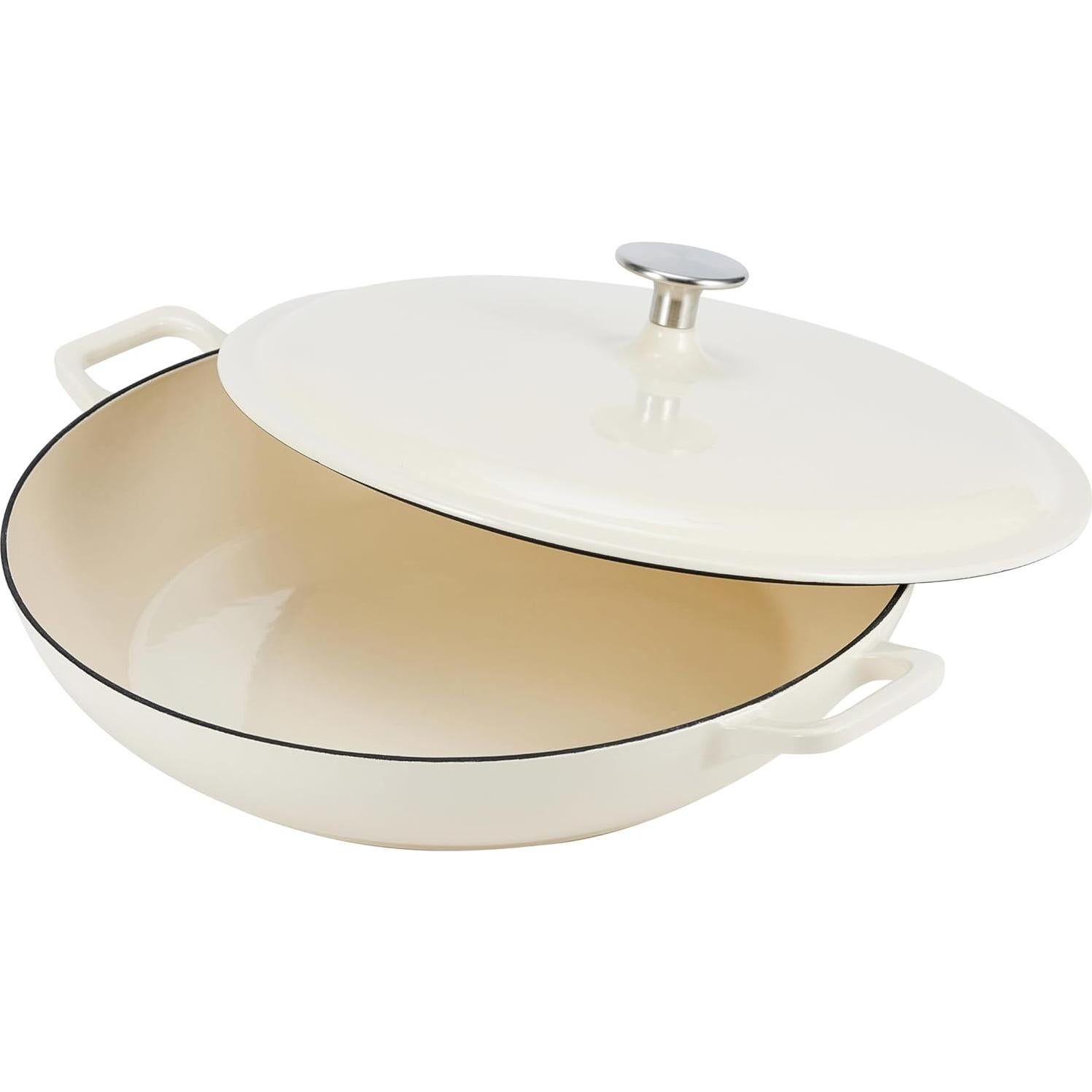 Cacerola redonda de hierro fundido Amazon Basics 3.12L blanca