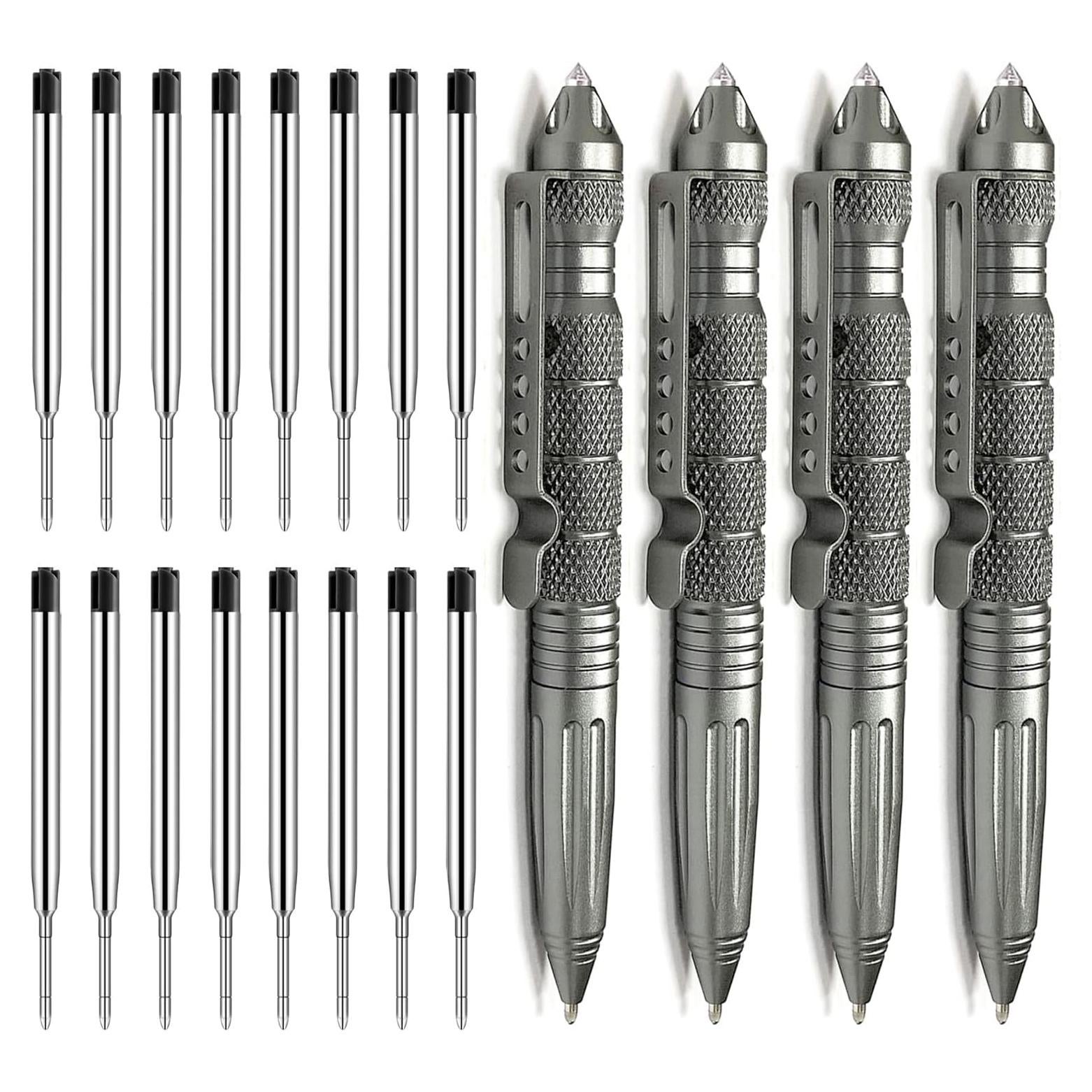 Conjunto 4 Bolígrafos Tácticos Origin-Joy Acero Tungsteno Gris