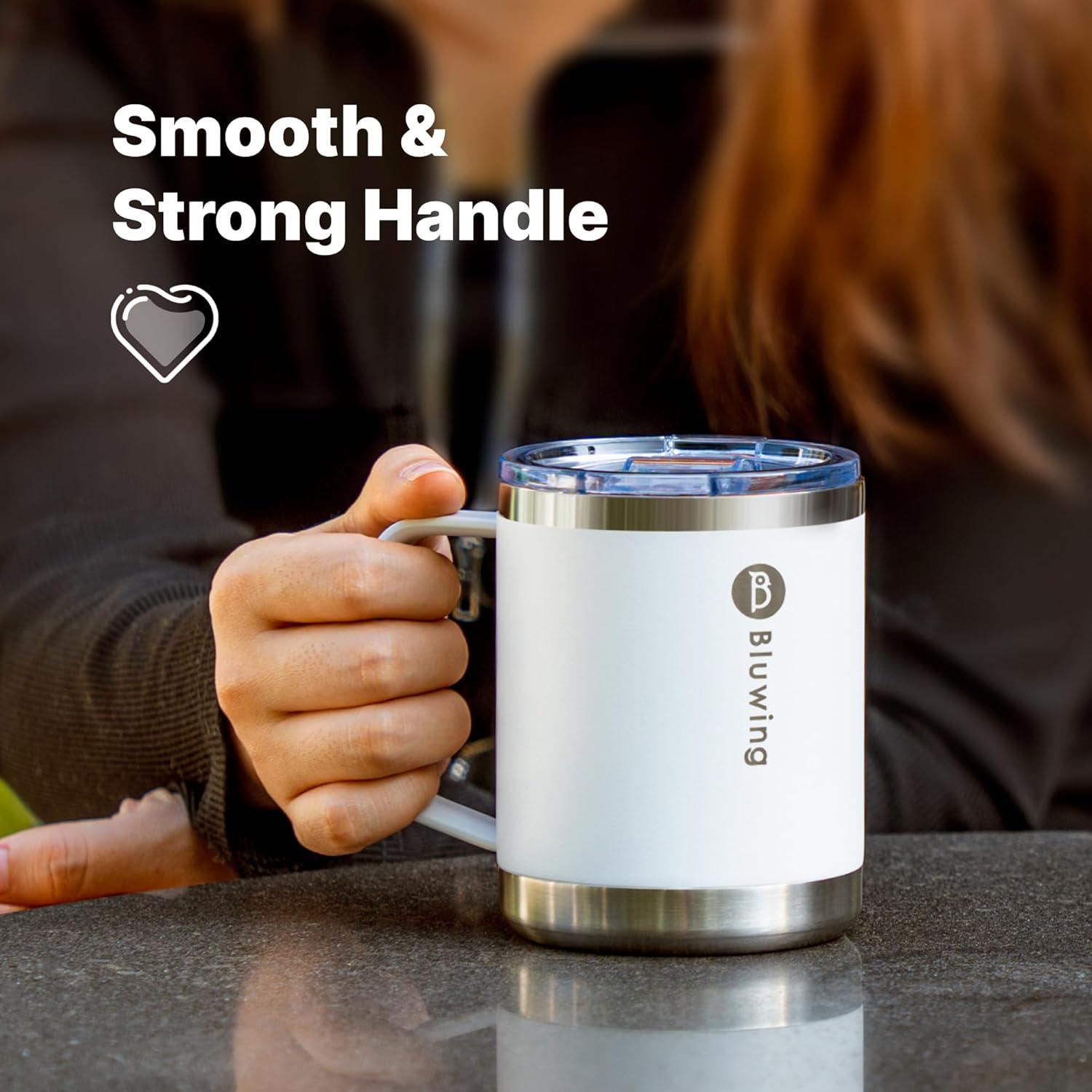 Taza de Café Aislada Bluwing 12 oz Acero Inoxidable Negro