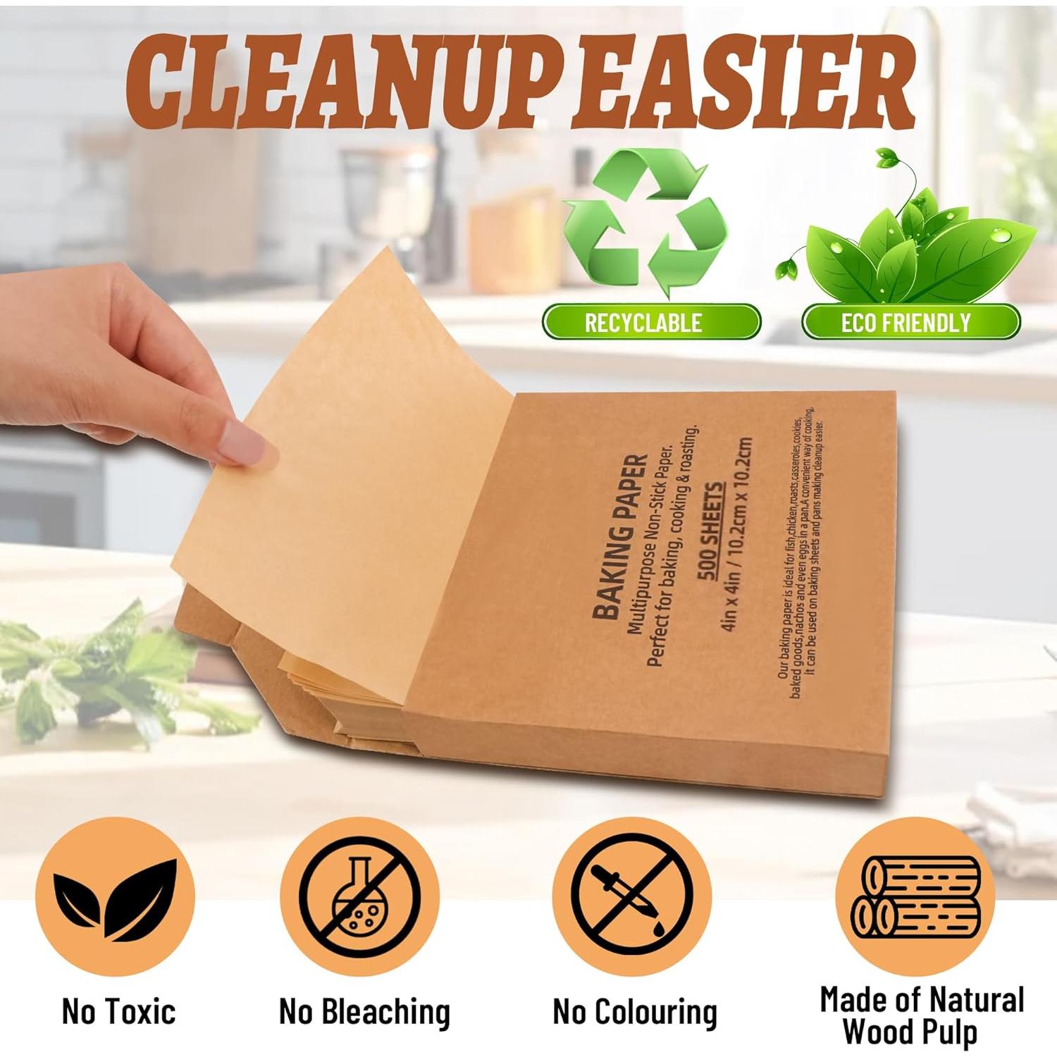 500 Hojas de Papel Pergamino para Hornear Tikxlafe 10x10cm