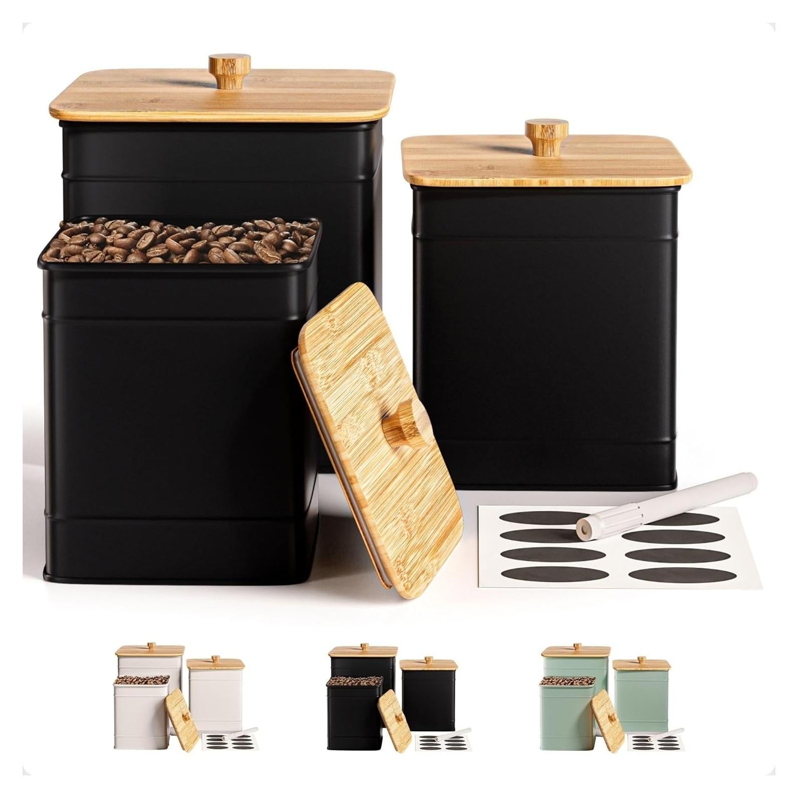 Juego de 3 Tarros de Cocina Negros HB Design Co. Herméticos